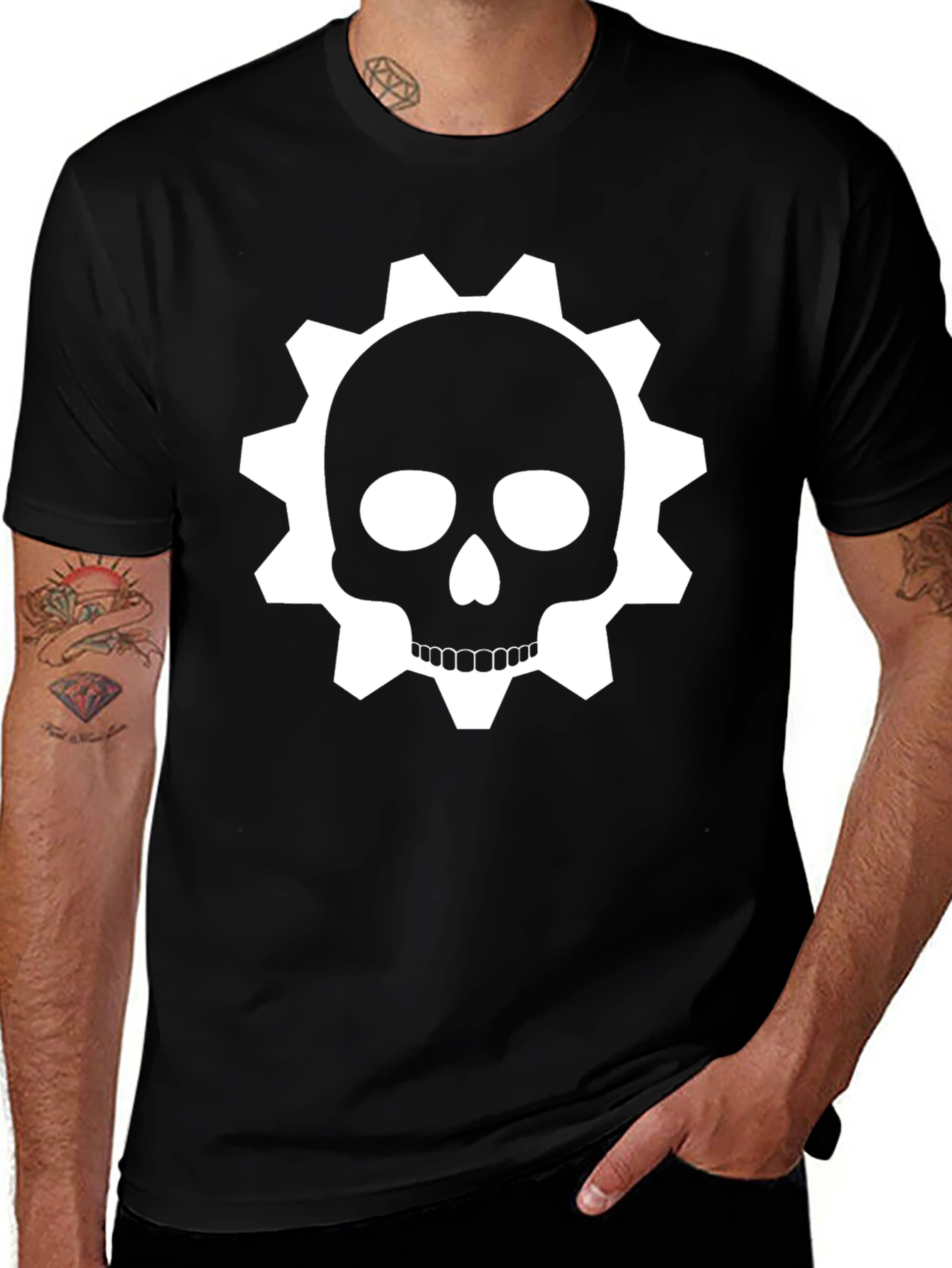 Gear Skull Graphic T-Shirt - Black