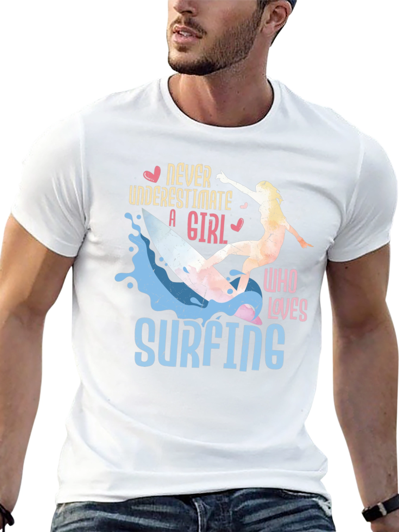Never Underestimate A Girl Who Loves Surfing T-Shirt