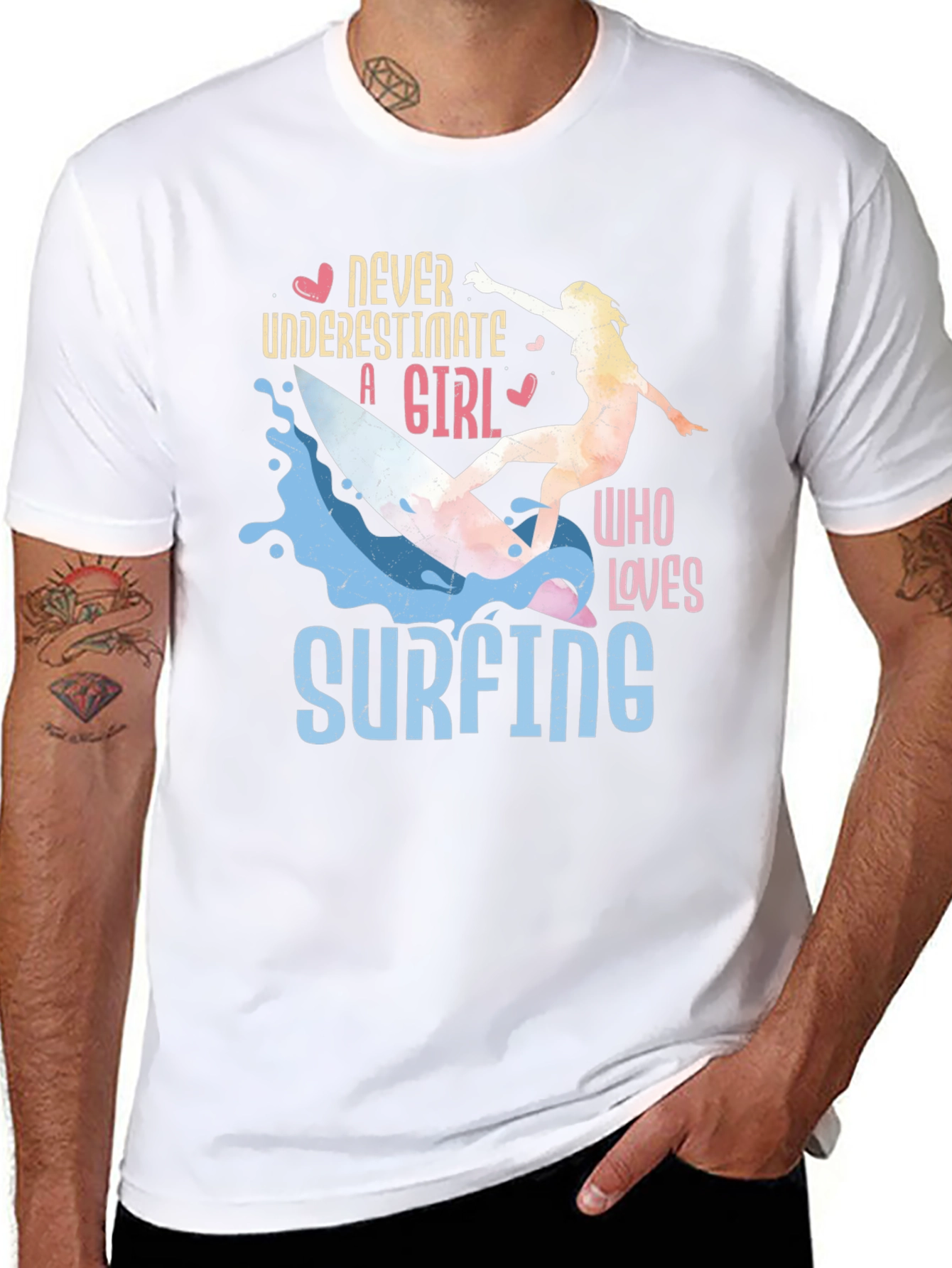 Never Underestimate A Girl Who Loves Surfing T-Shirt