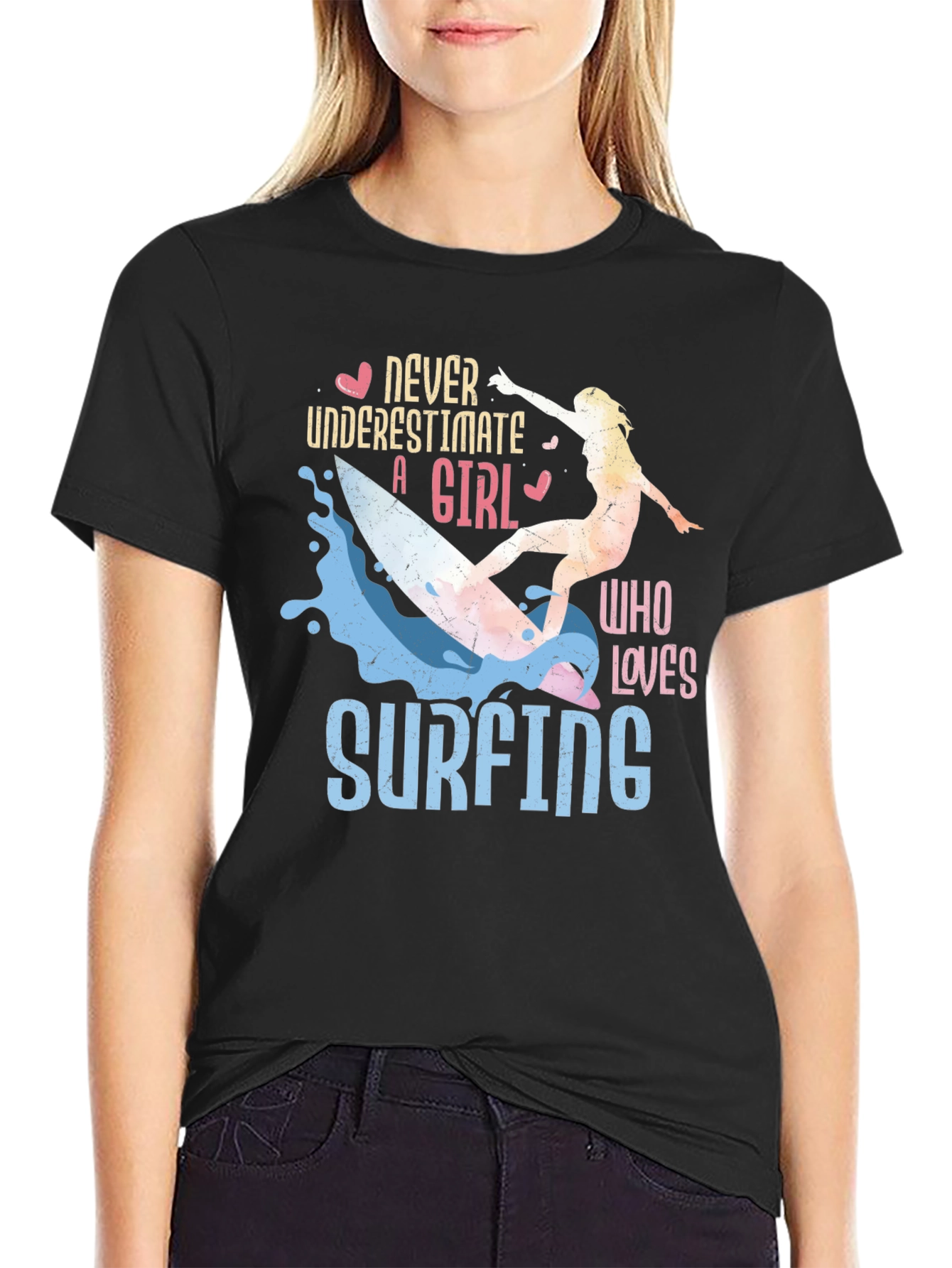 Never Underestimate A Girl Who Loves Surfing T-Shirt
