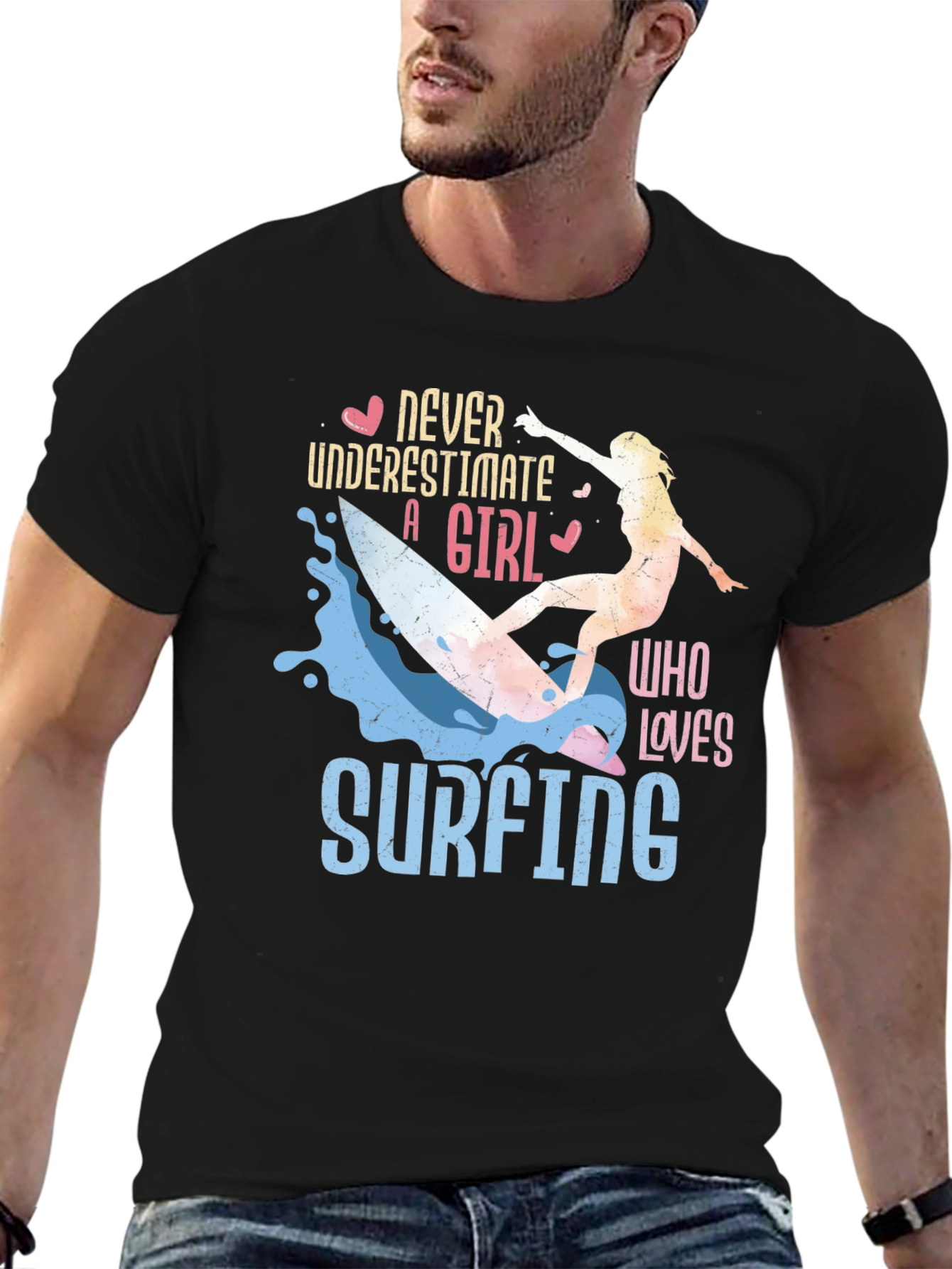 Never Underestimate A Girl Who Loves Surfing T-Shirt