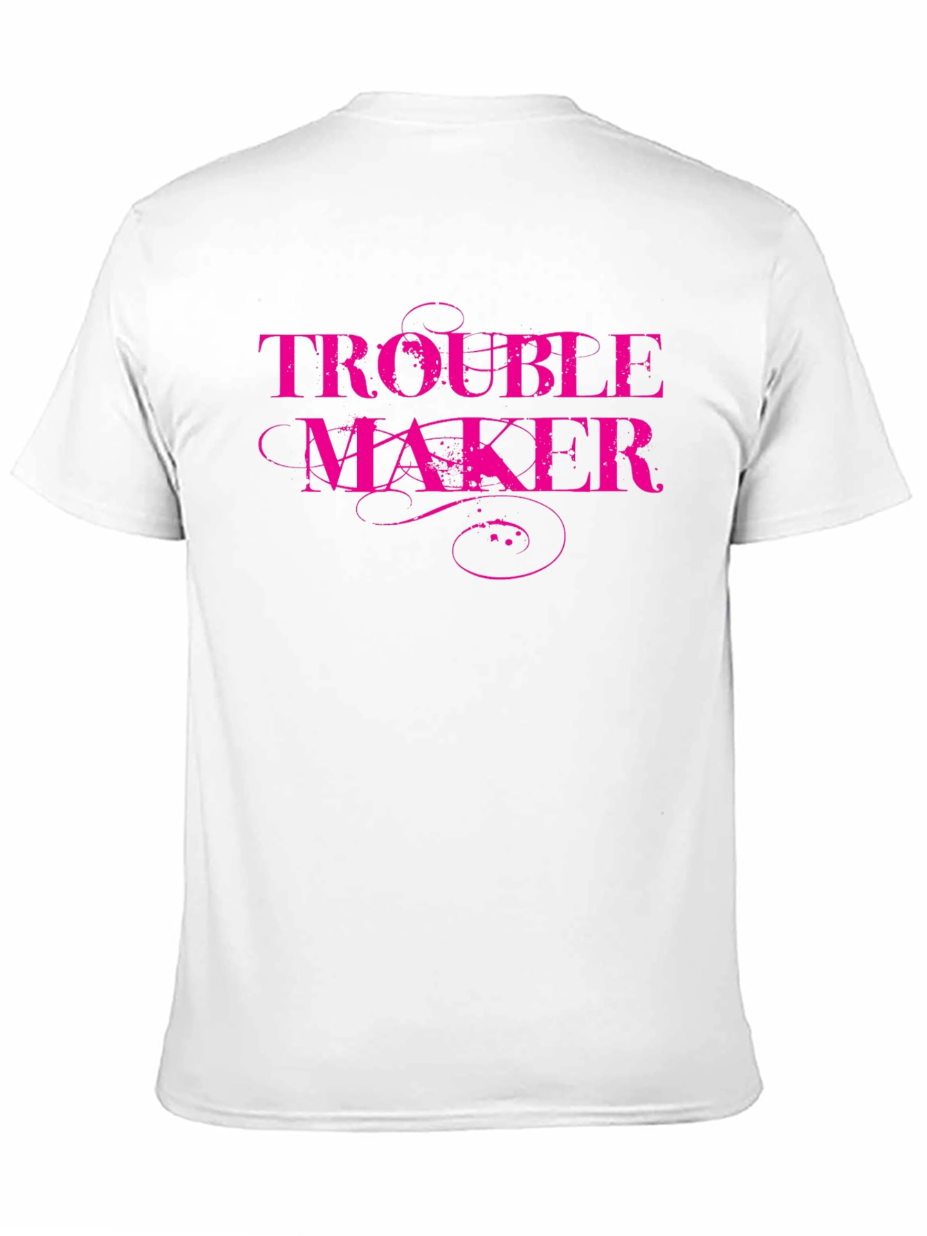 Trouble Maker Pink Print Black T-Shirt
