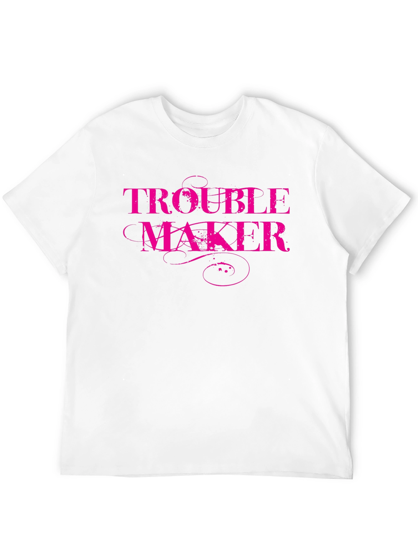 Trouble Maker Pink Print Black T-Shirt