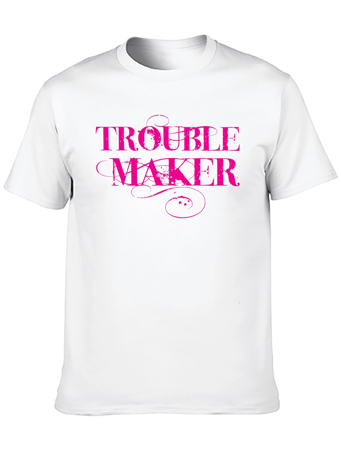 Trouble Maker Pink Print Black T-Shirt