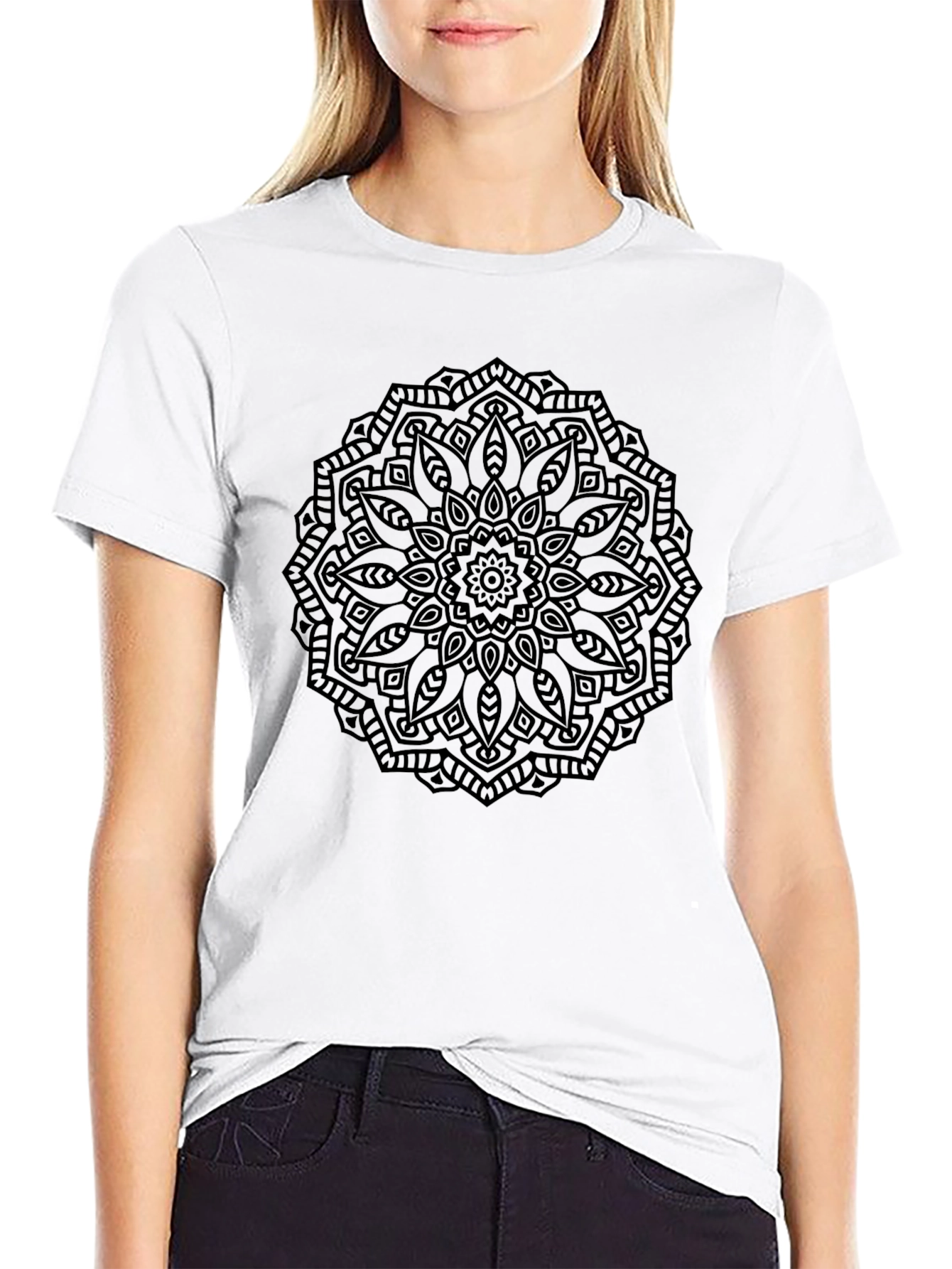 Black Mandala Graphic T-Shirt - Stylish Casual Wear