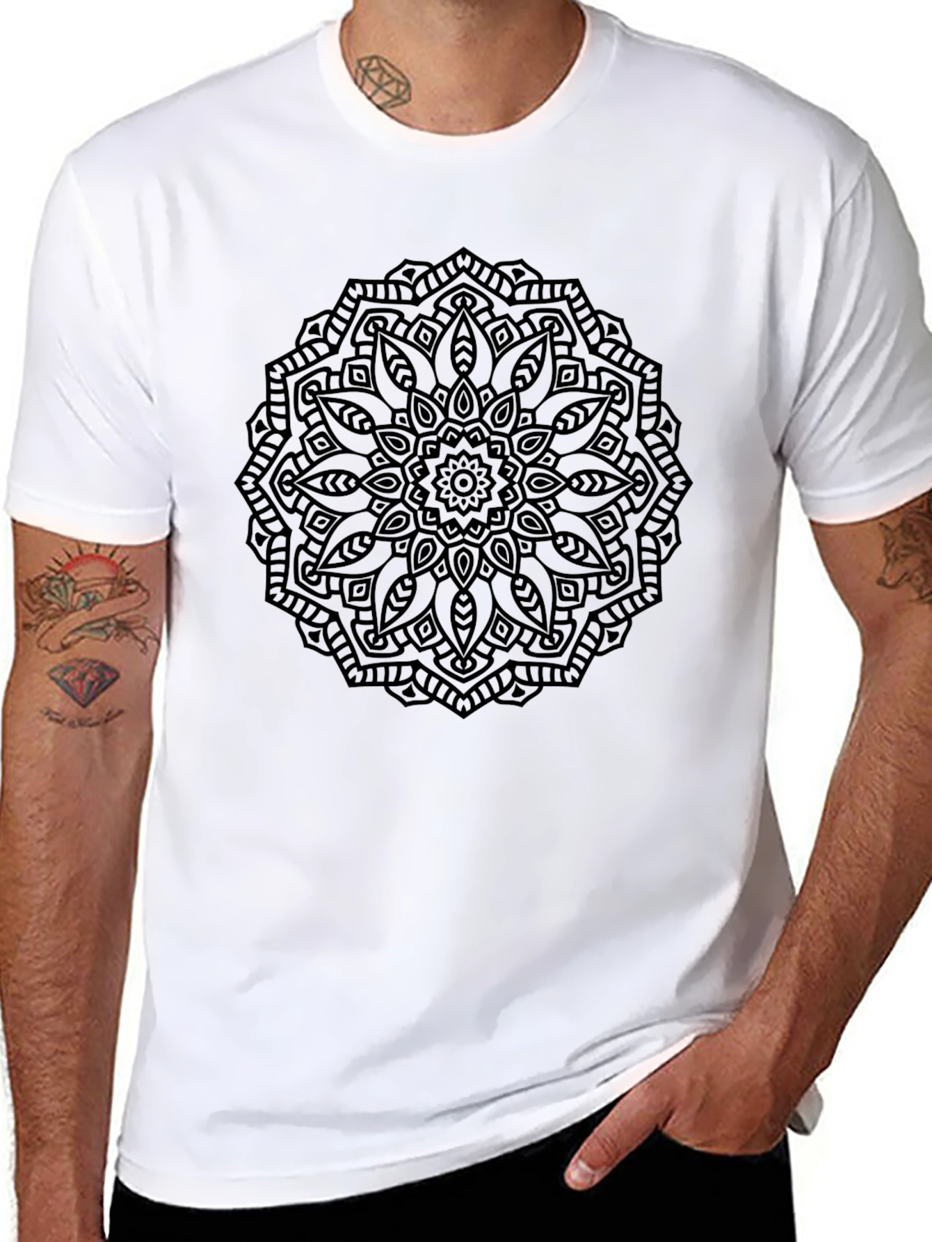 Black Mandala Graphic T-Shirt - Stylish Casual Wear