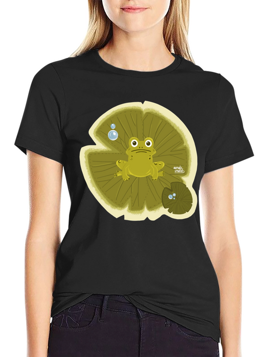 Frog on Lily Pad Graphic Tee - Mens Black T-Shirt