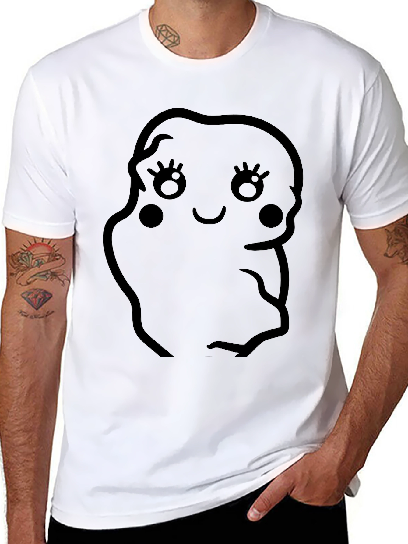 Cute Potato Character Black T-Shirt