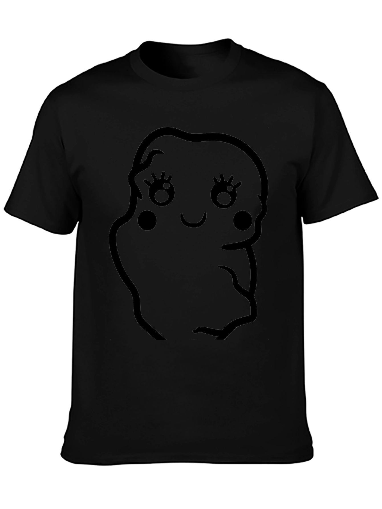 Cute Potato Character Black T-Shirt