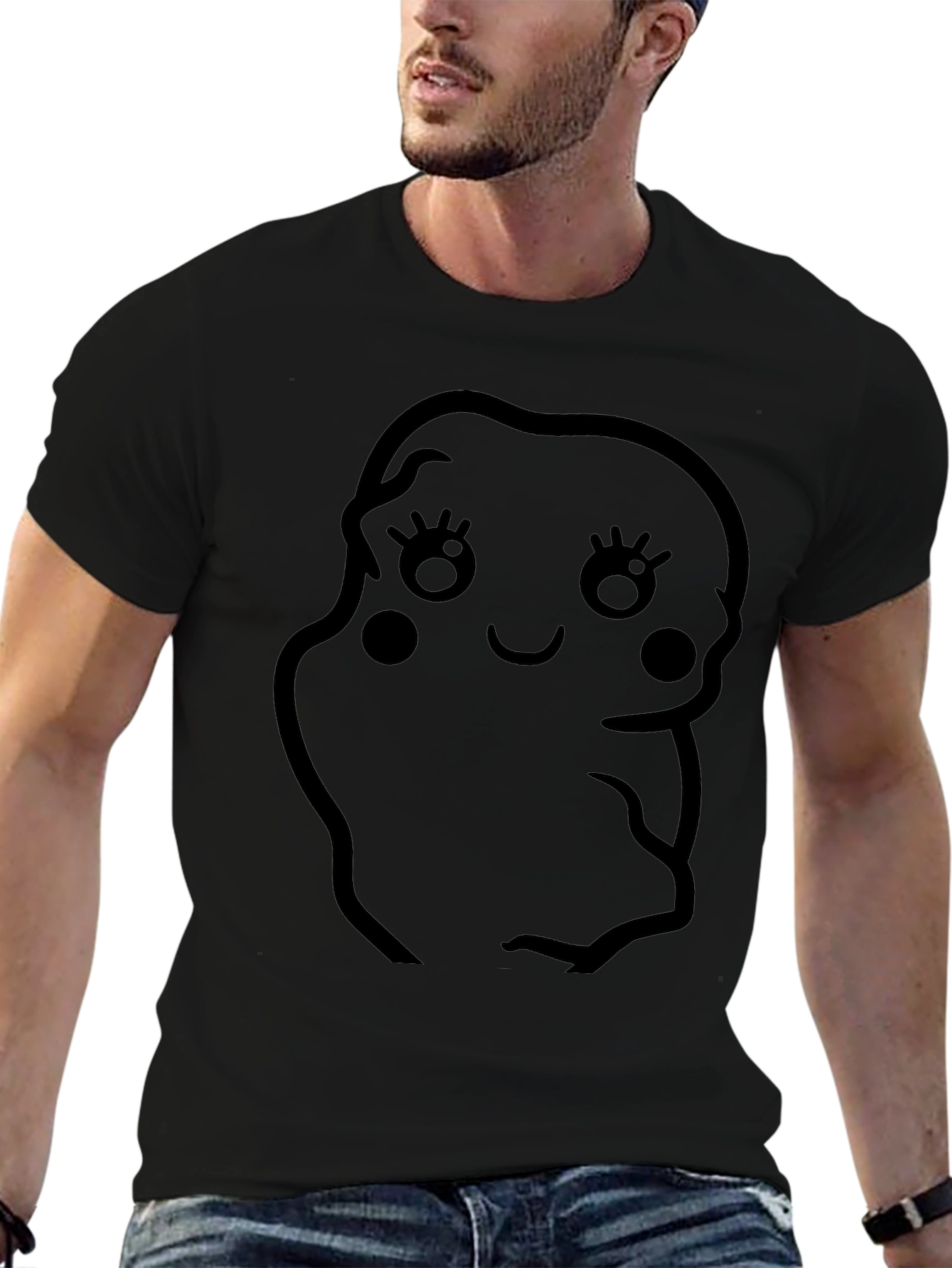 Cute Potato Character Black T-Shirt