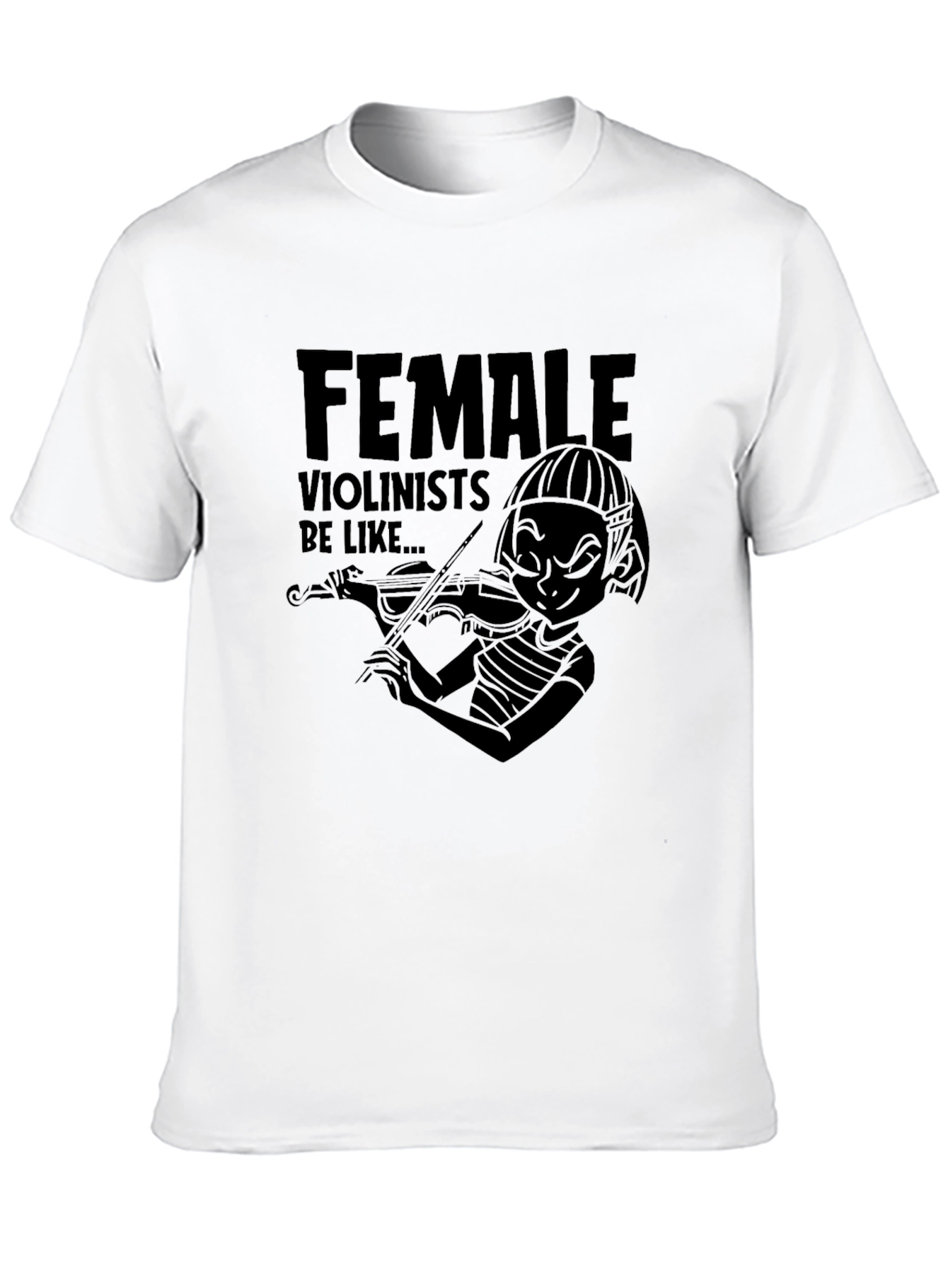 Female Violinist Black T-Shirt - Music Lover Tee