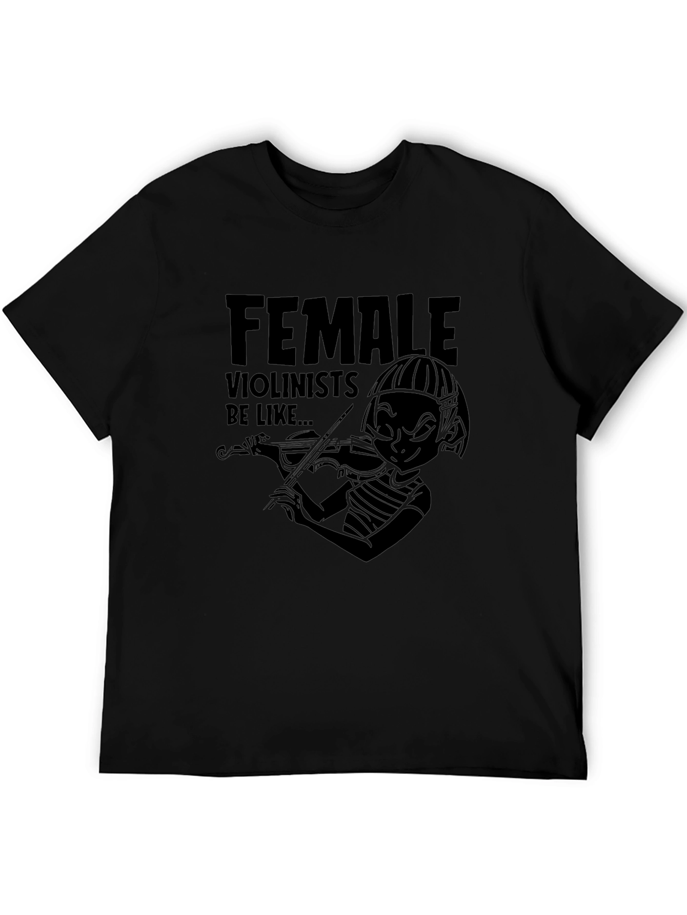 Female Violinist Black T-Shirt - Music Lover Tee