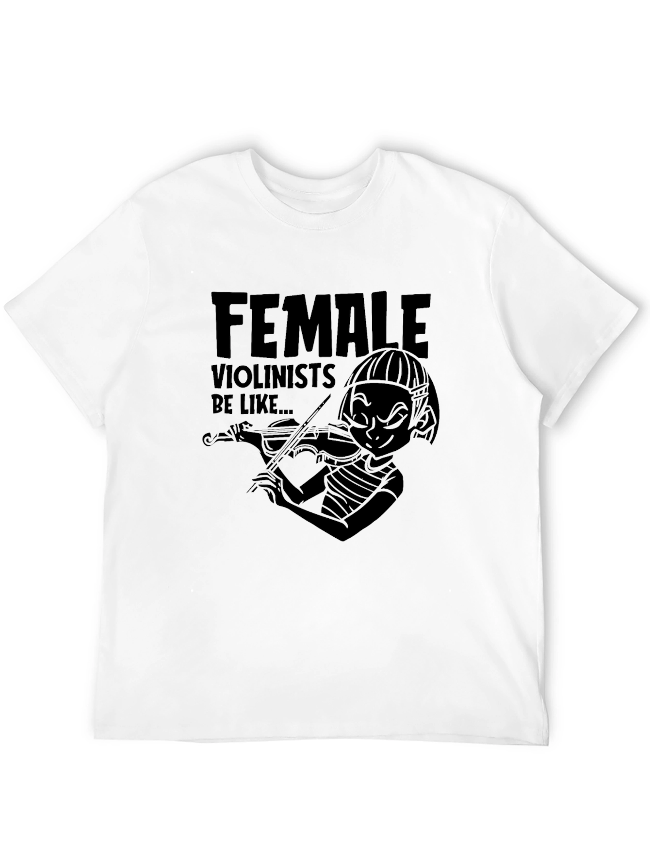 Female Violinist Black T-Shirt - Music Lover Tee