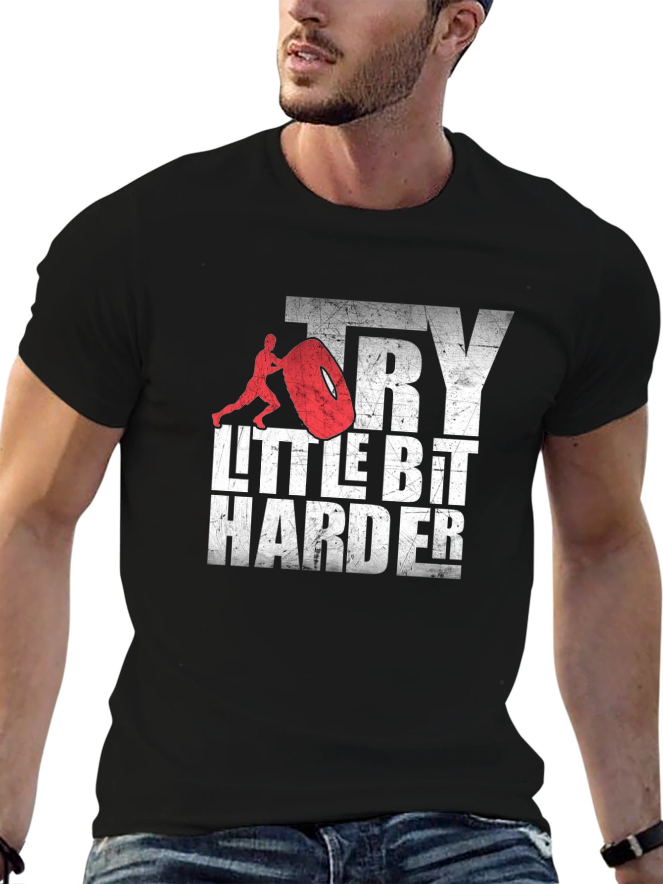 Motivational Try a Little Bit Harder Graphic Tee