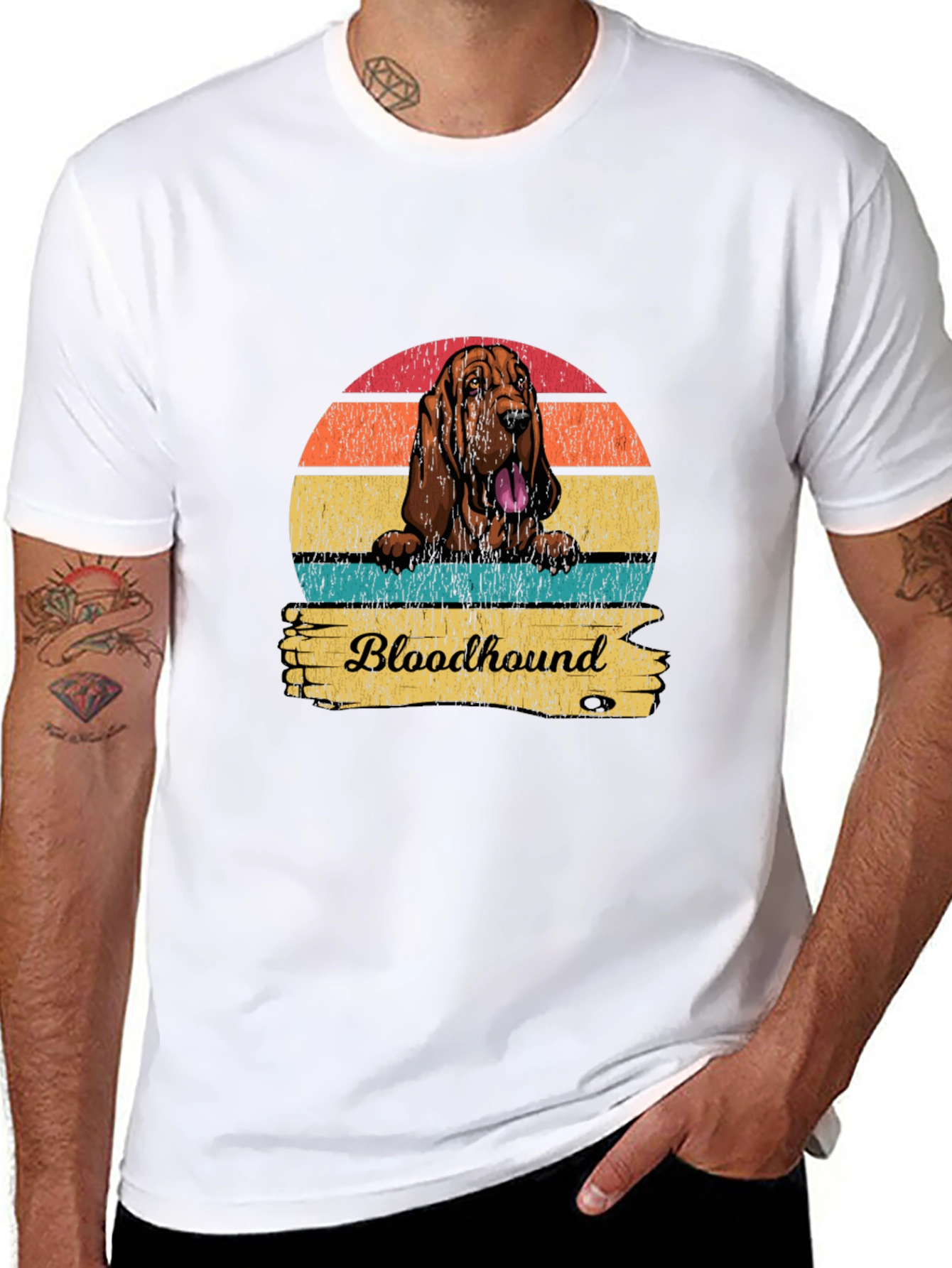 Retro Bloodhound Dog Graphic T-Shirt