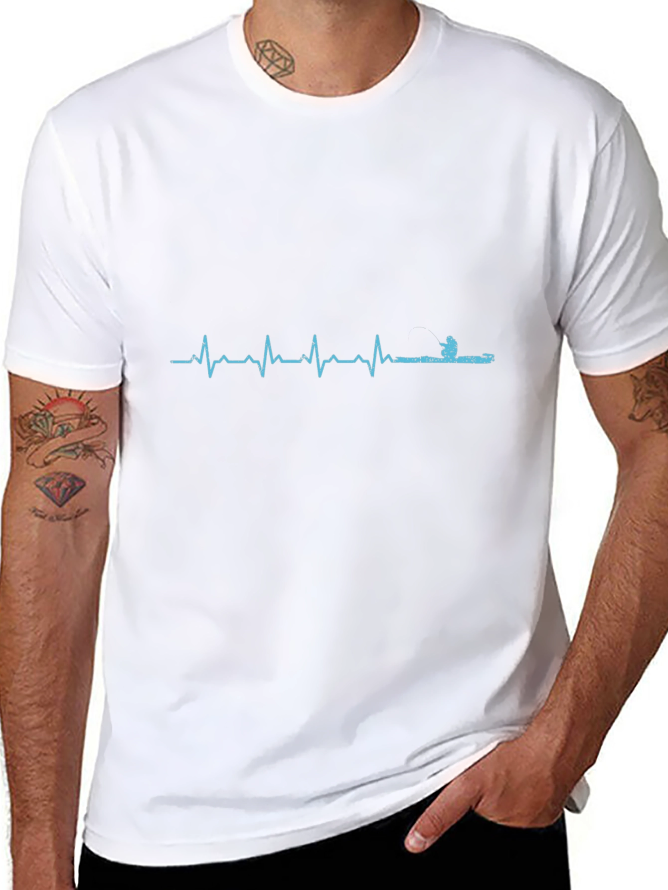 Fishing Heartbeat T-Shirt - Black Graphic Tee