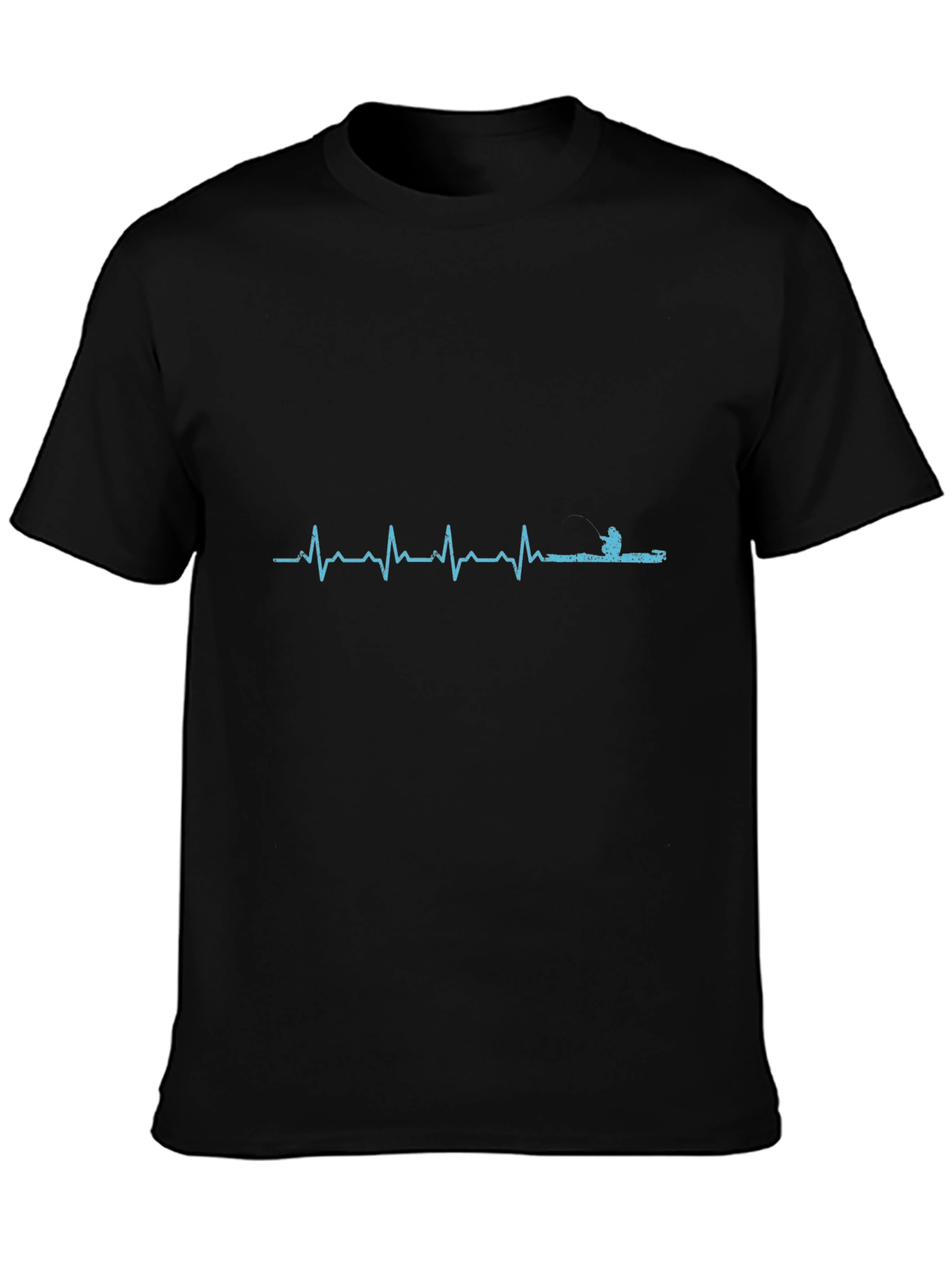 Fishing Heartbeat T-Shirt - Black Graphic Tee
