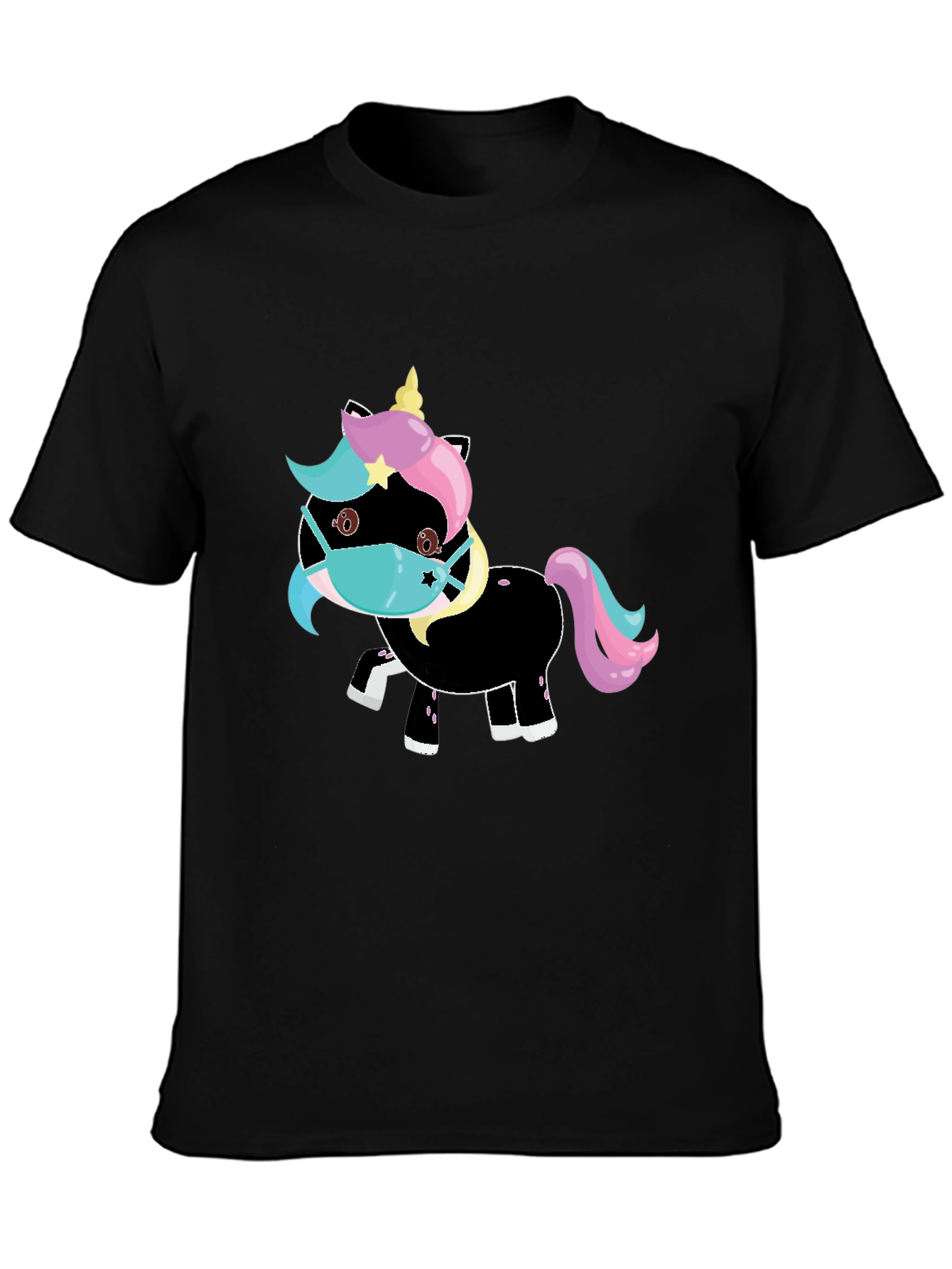 Unicorn Mask Black T-Shirt