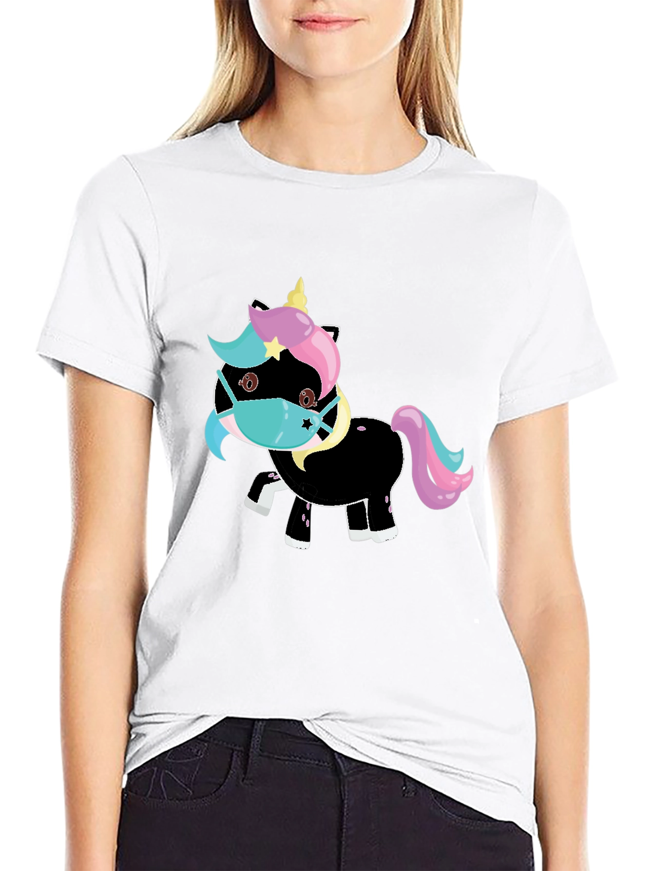 Unicorn Mask Black T-Shirt