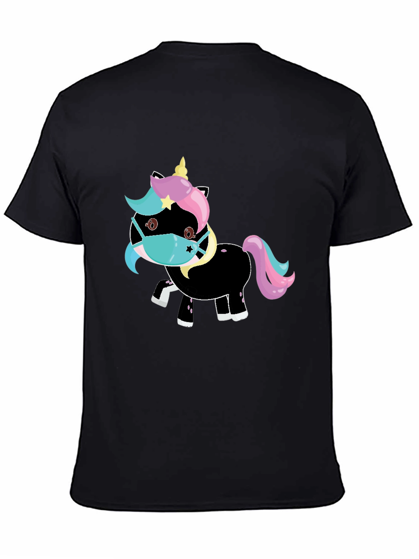 Unicorn Mask Black T-Shirt