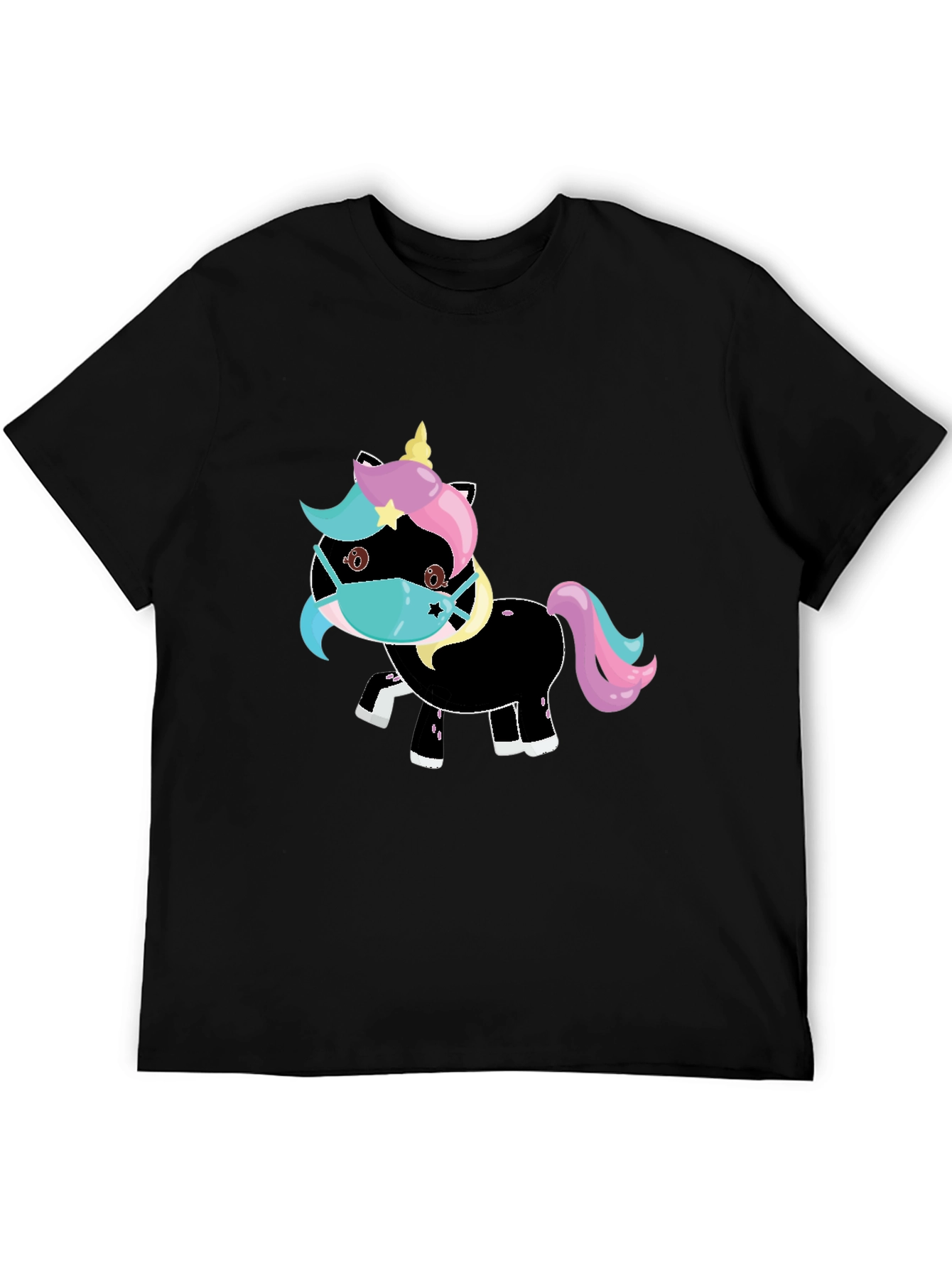 Unicorn Mask Black T-Shirt