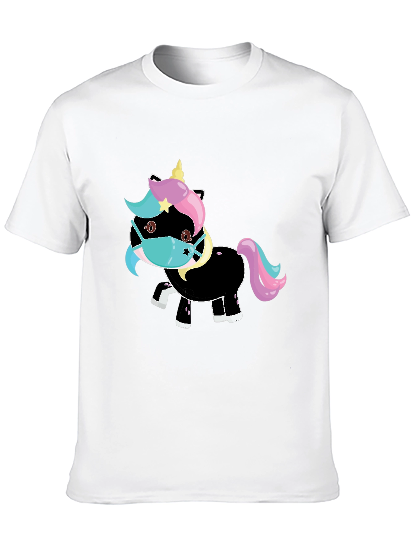 Unicorn Mask Black T-Shirt