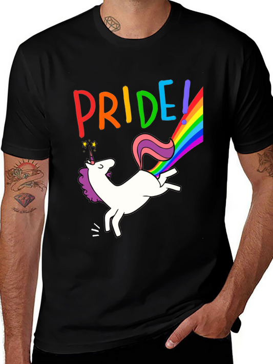 Pride Unicorn Graphic Tee - Black Cotton Blend