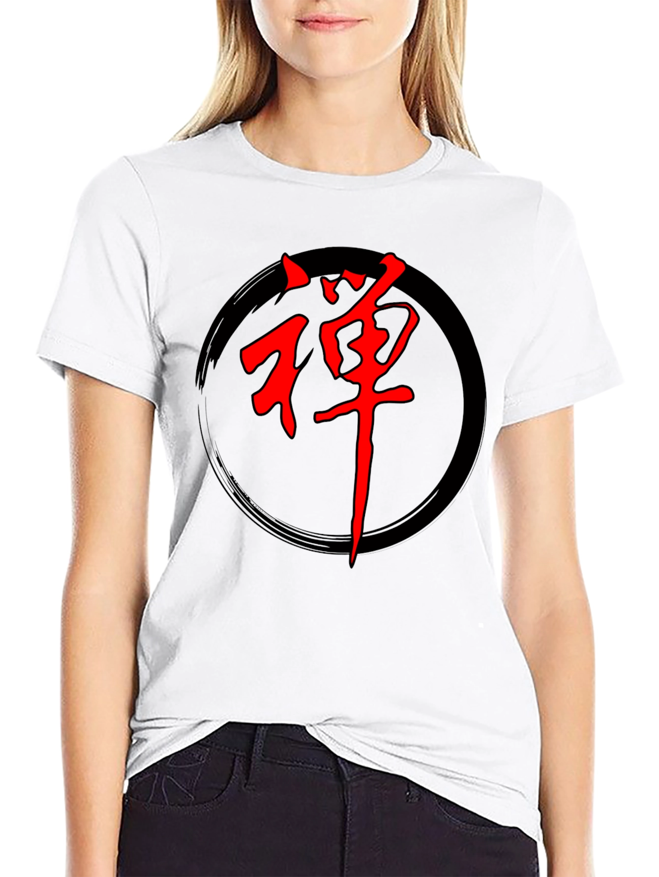 Zen Circle Graphic Tee - Red Japanese Symbol