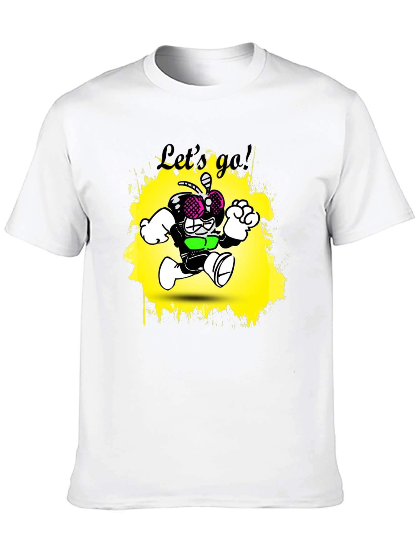 Cartoon Fly Graphic T-Shirt - Black Cotton Tee