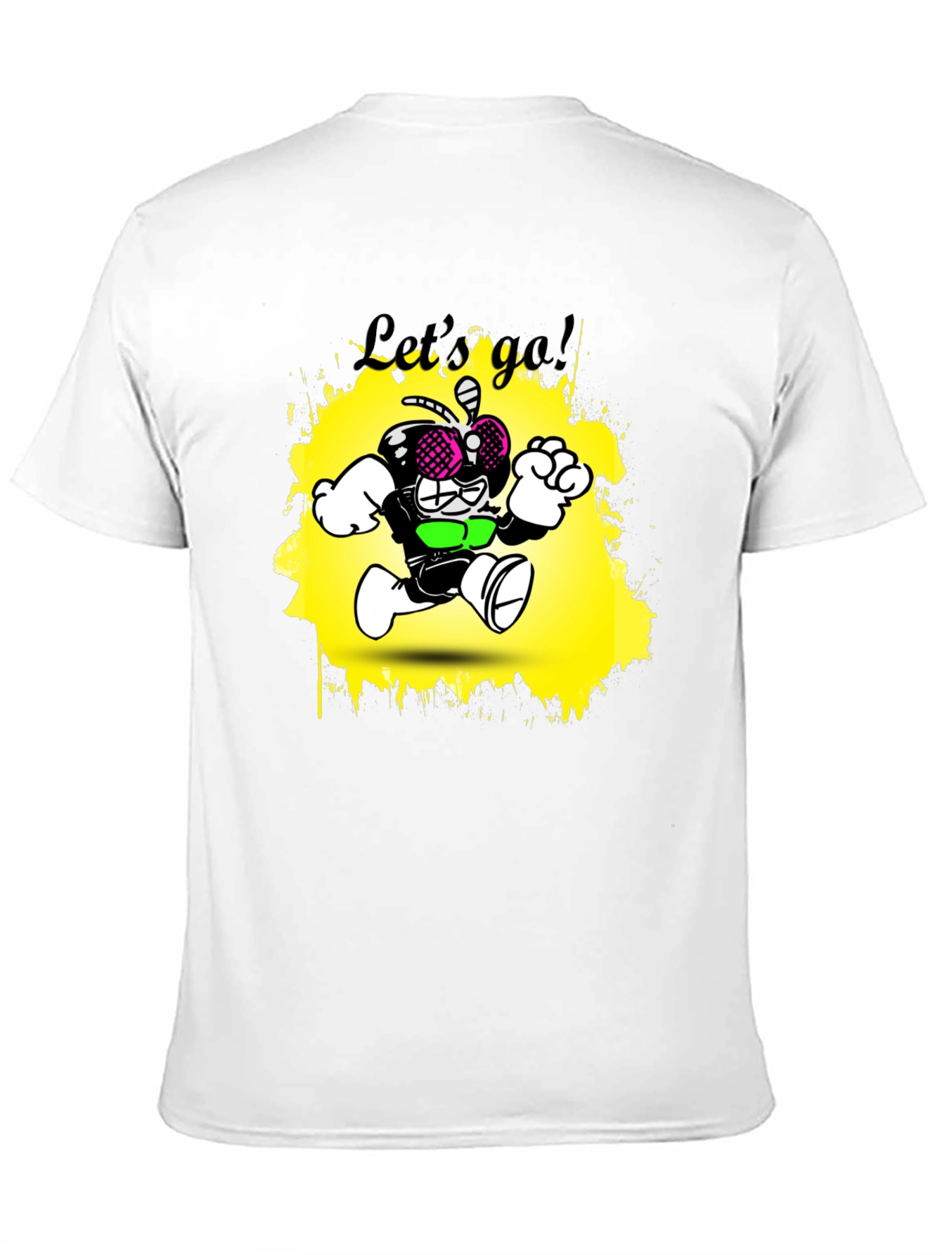 Cartoon Fly Graphic T-Shirt - Black Cotton Tee