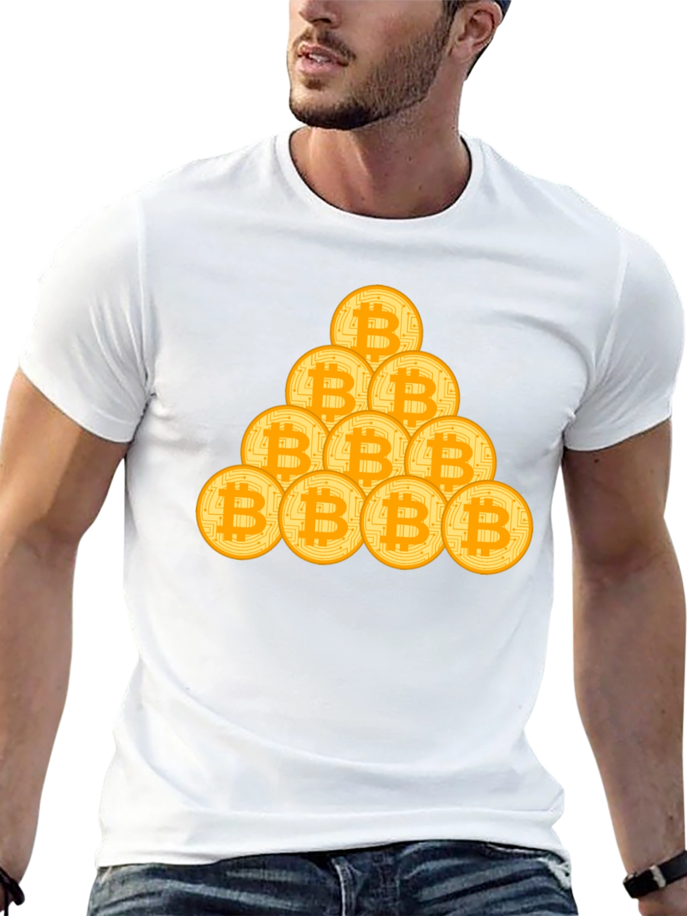 Bitcoin Stack Graphic Tee - Crypto Fan T-Shirt