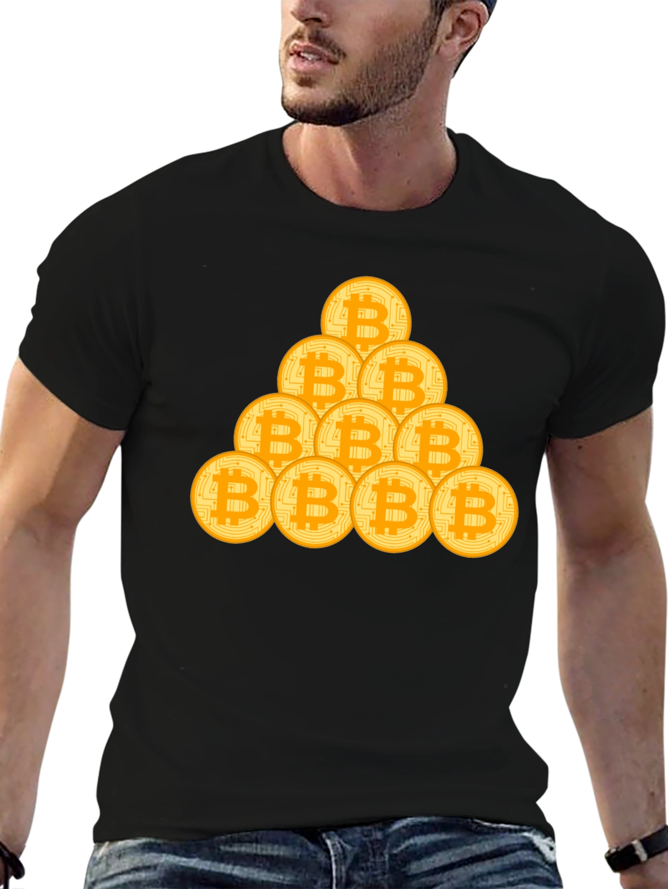 Bitcoin Stack Graphic Tee - Crypto Fan T-Shirt