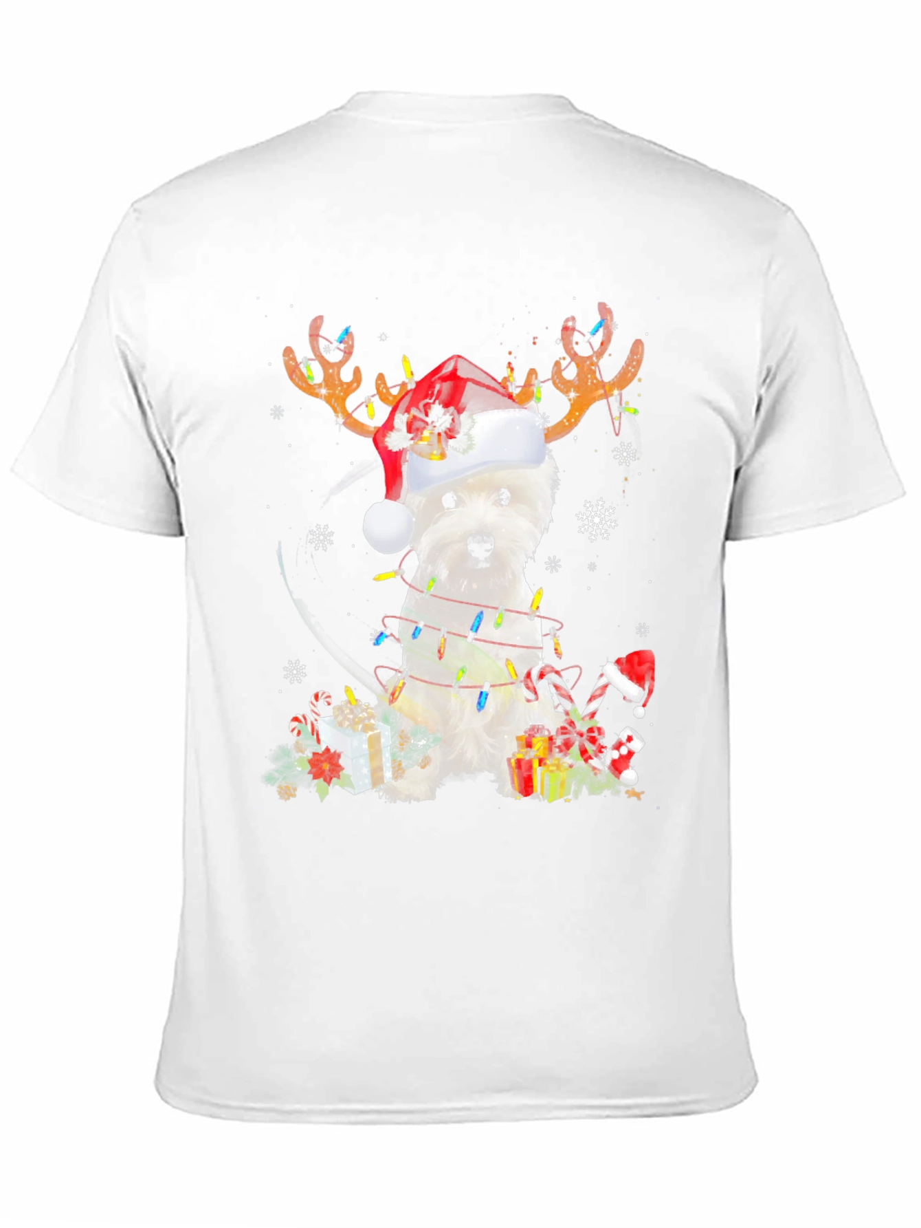 Dog Christmas T-Shirt - Reindeer Antlers Santa Hat