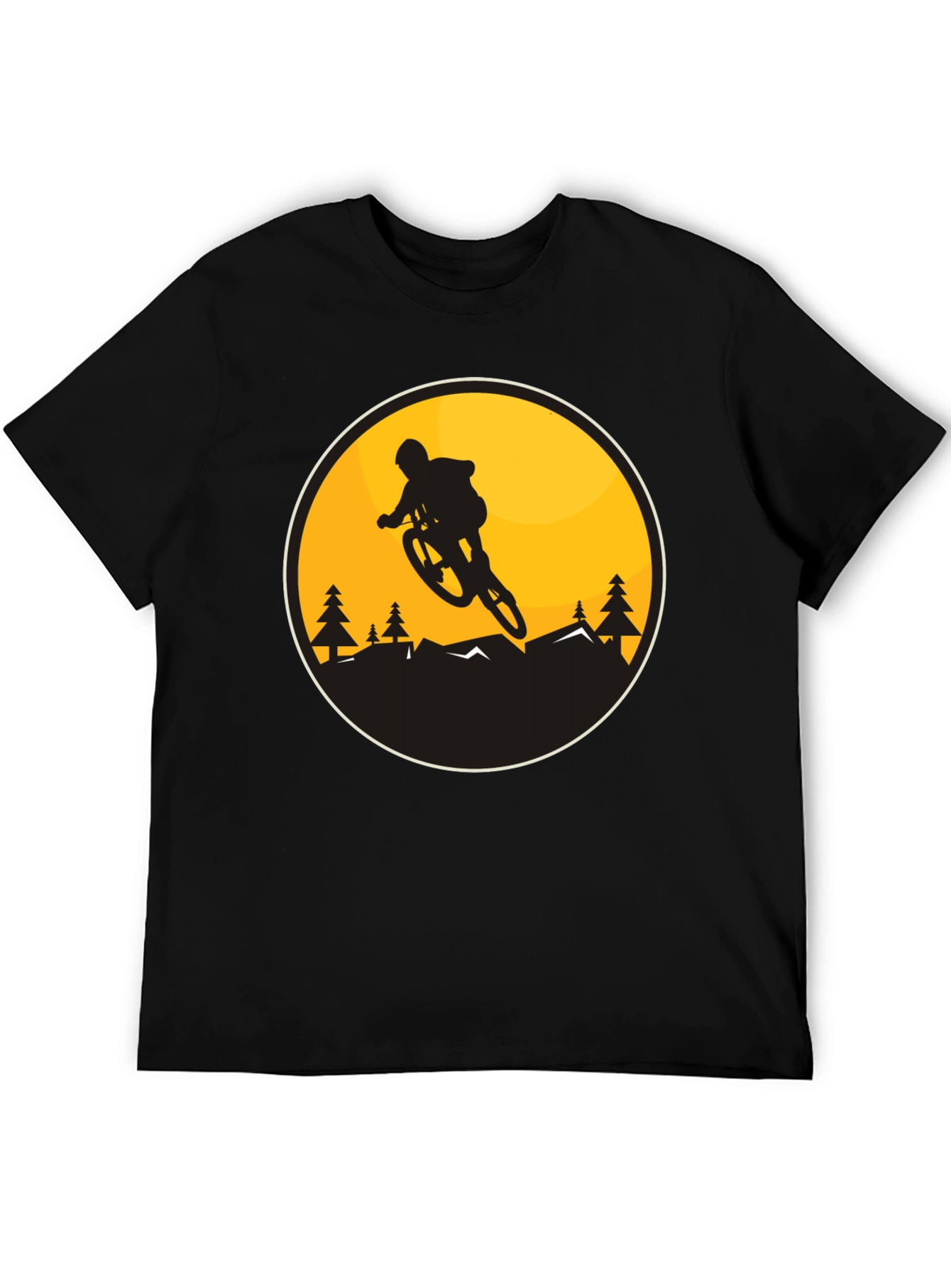 Mountain Biker Graphic Tee - Black Cotton Blend