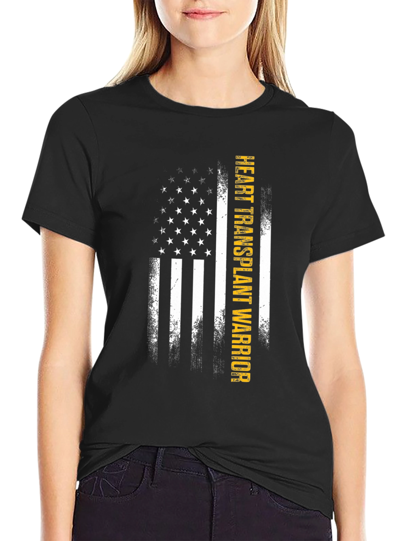 Heart Transplant Warrior US Flag T-Shirt