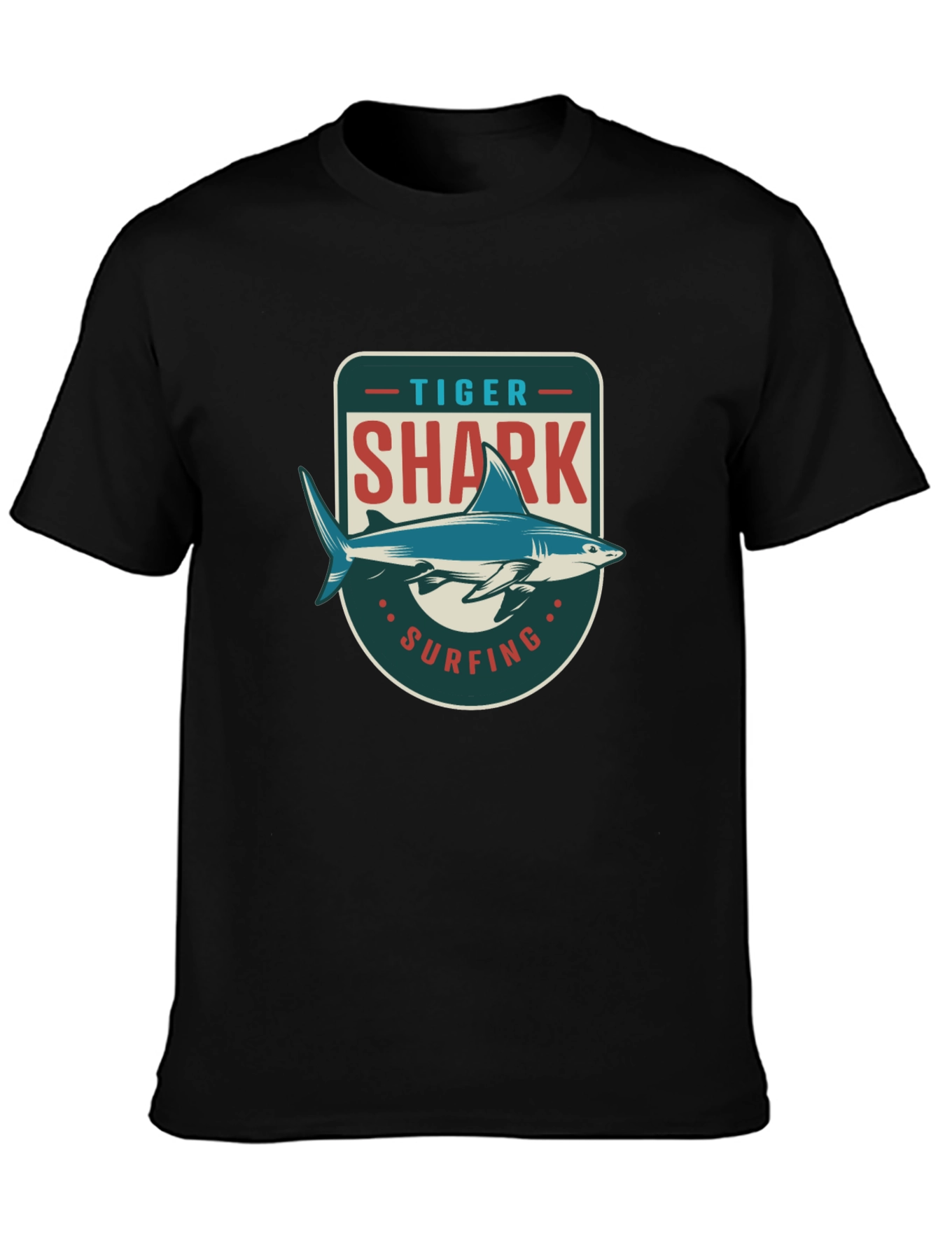Tiger Shark Surfing Graphic T-Shirt