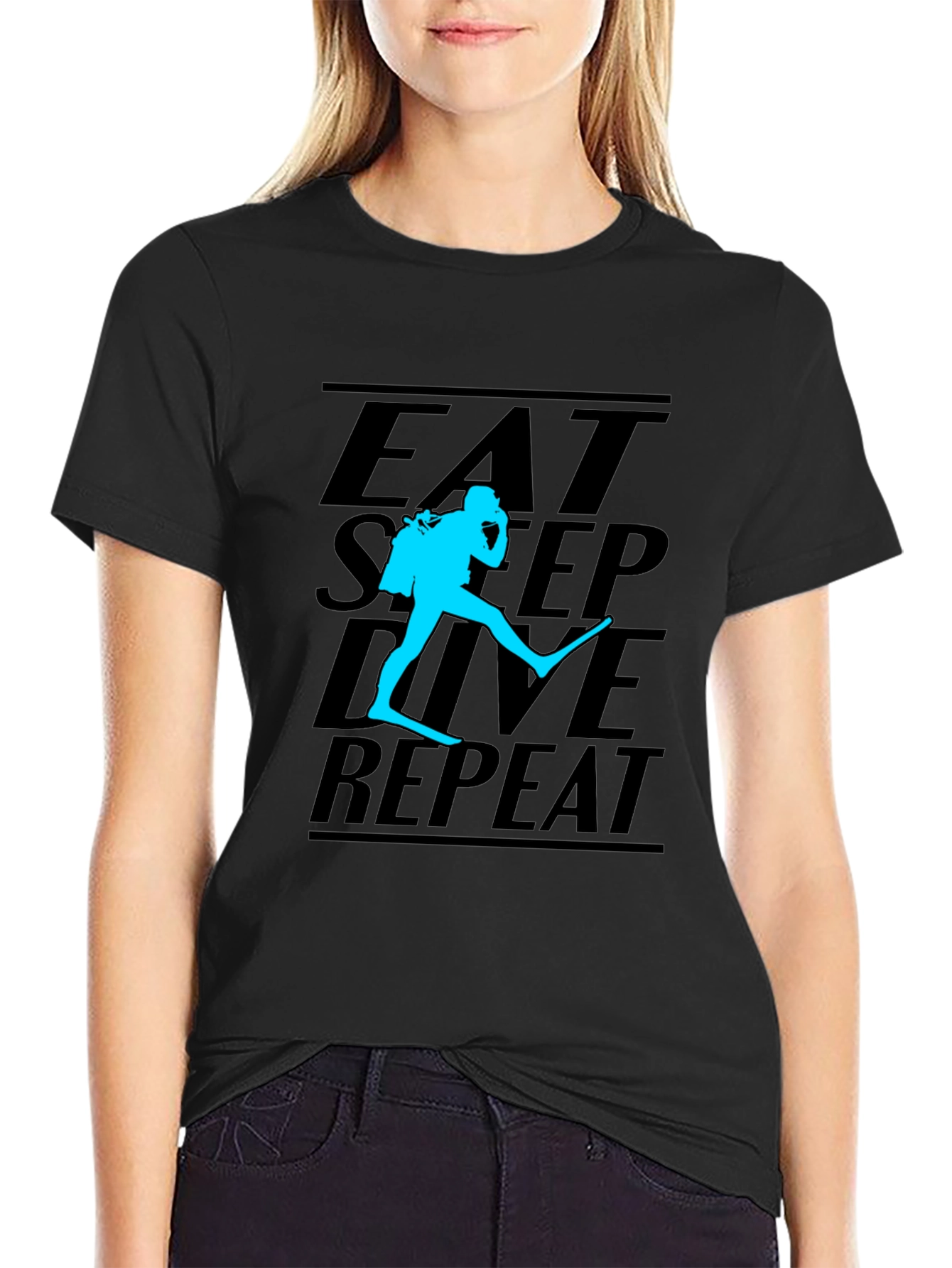 Eat Sleep Dive Repeat Black T-Shirt