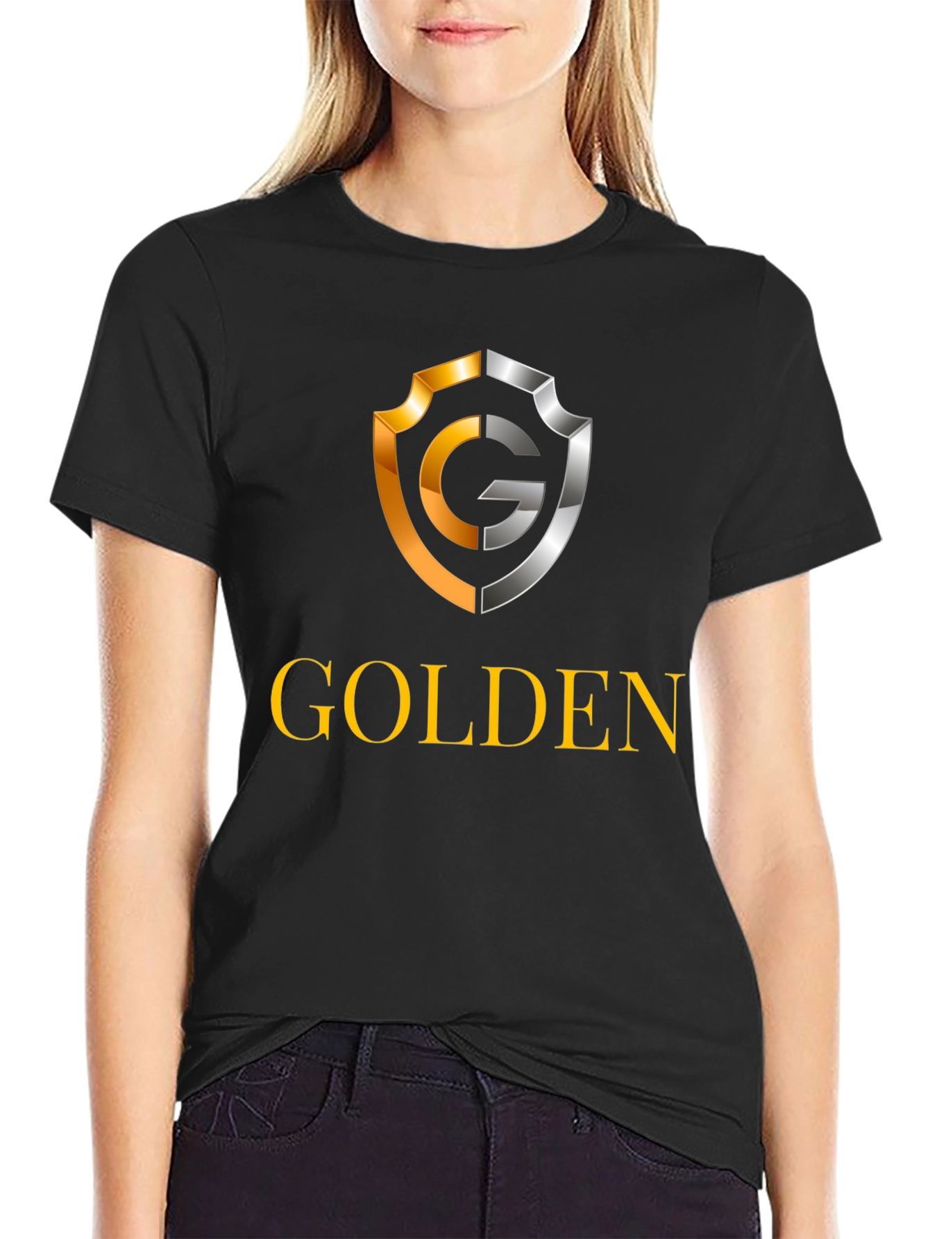 Golden Logo Black T-Shirt