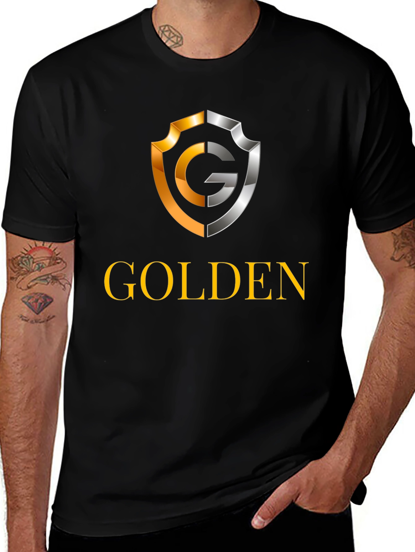 Golden Logo Black T-Shirt