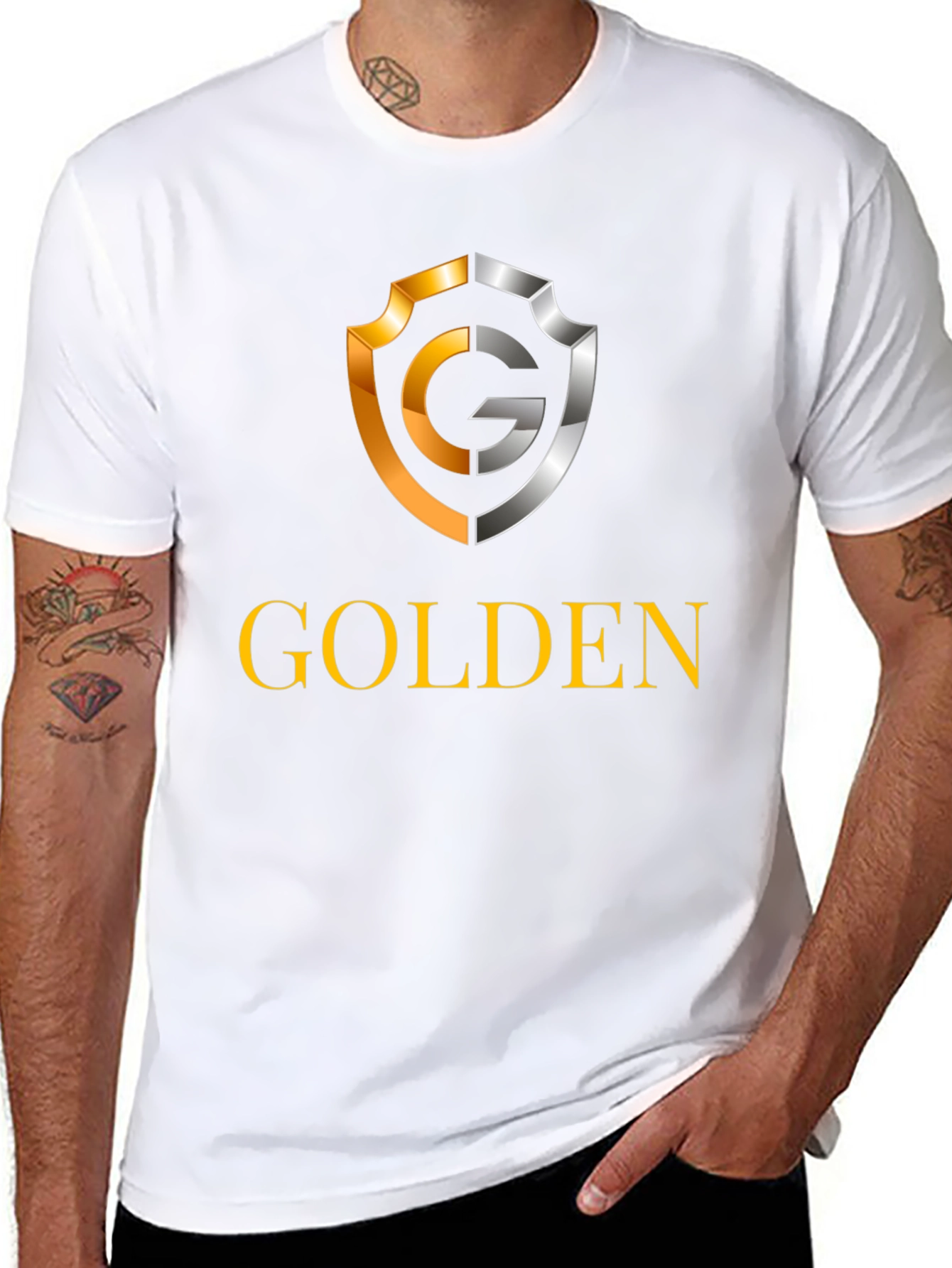 Golden Logo Black T-Shirt