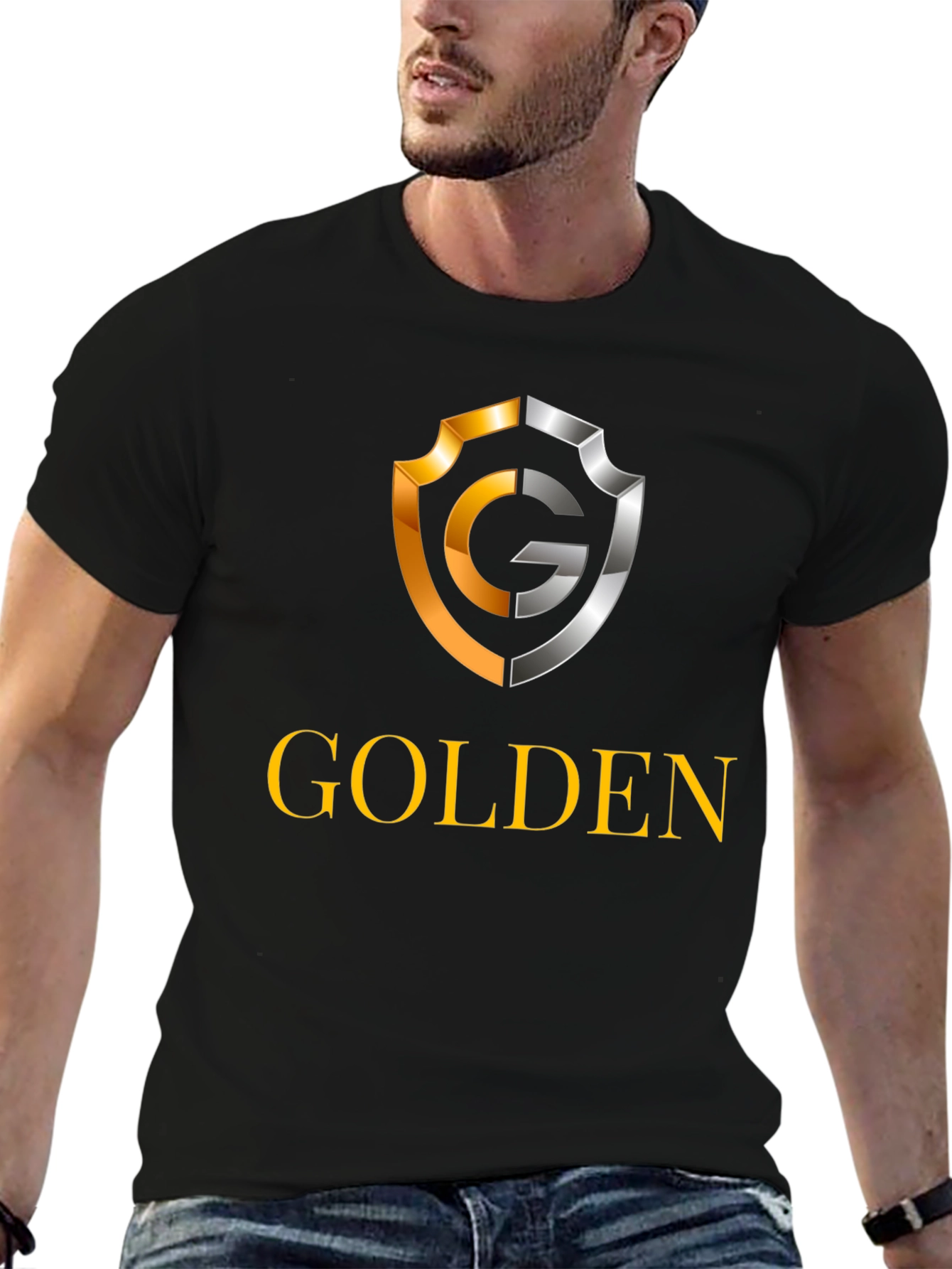 Golden Logo Black T-Shirt