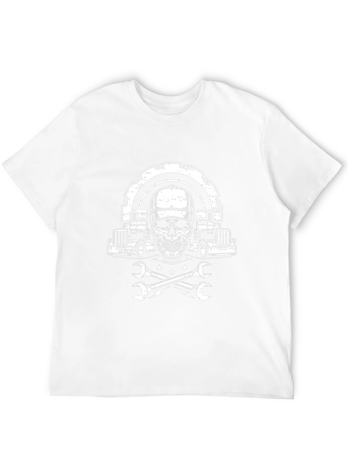 Trucker Skull Graphic Tee - Mechanic Style