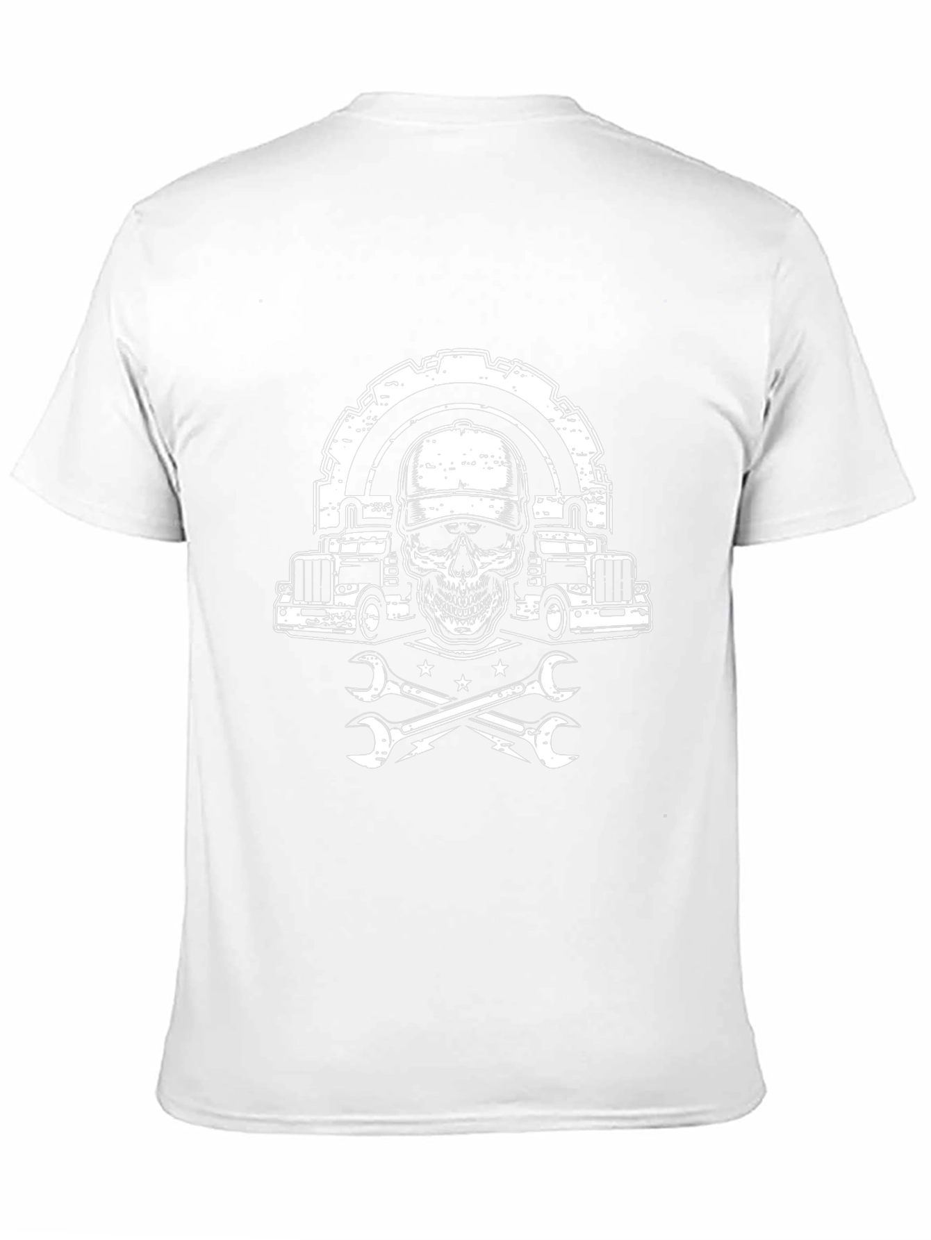 Trucker Skull Graphic Tee - Mechanic Style