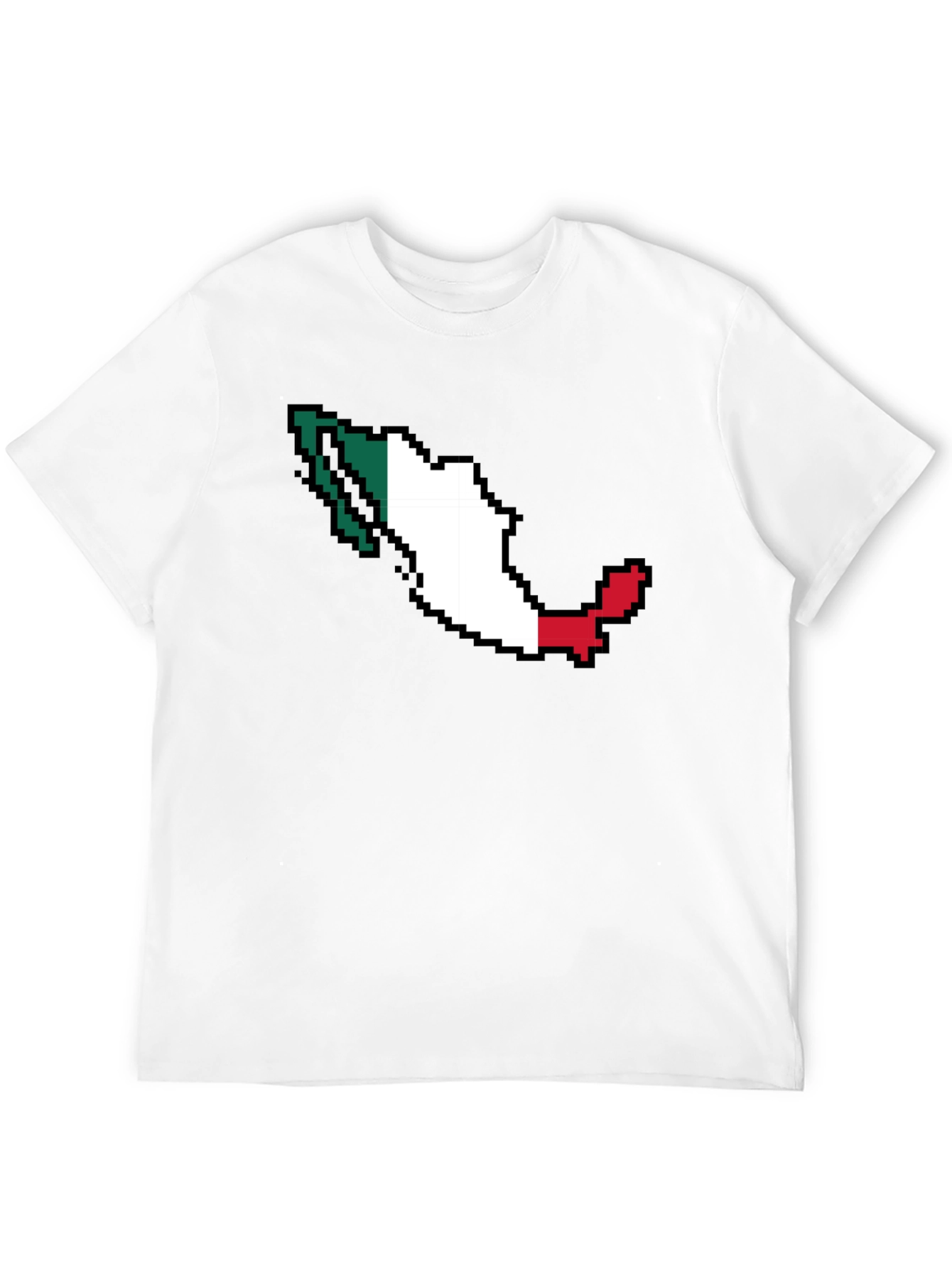 Mexico Pixel Flag T-Shirt - Black Crew Neck Tee