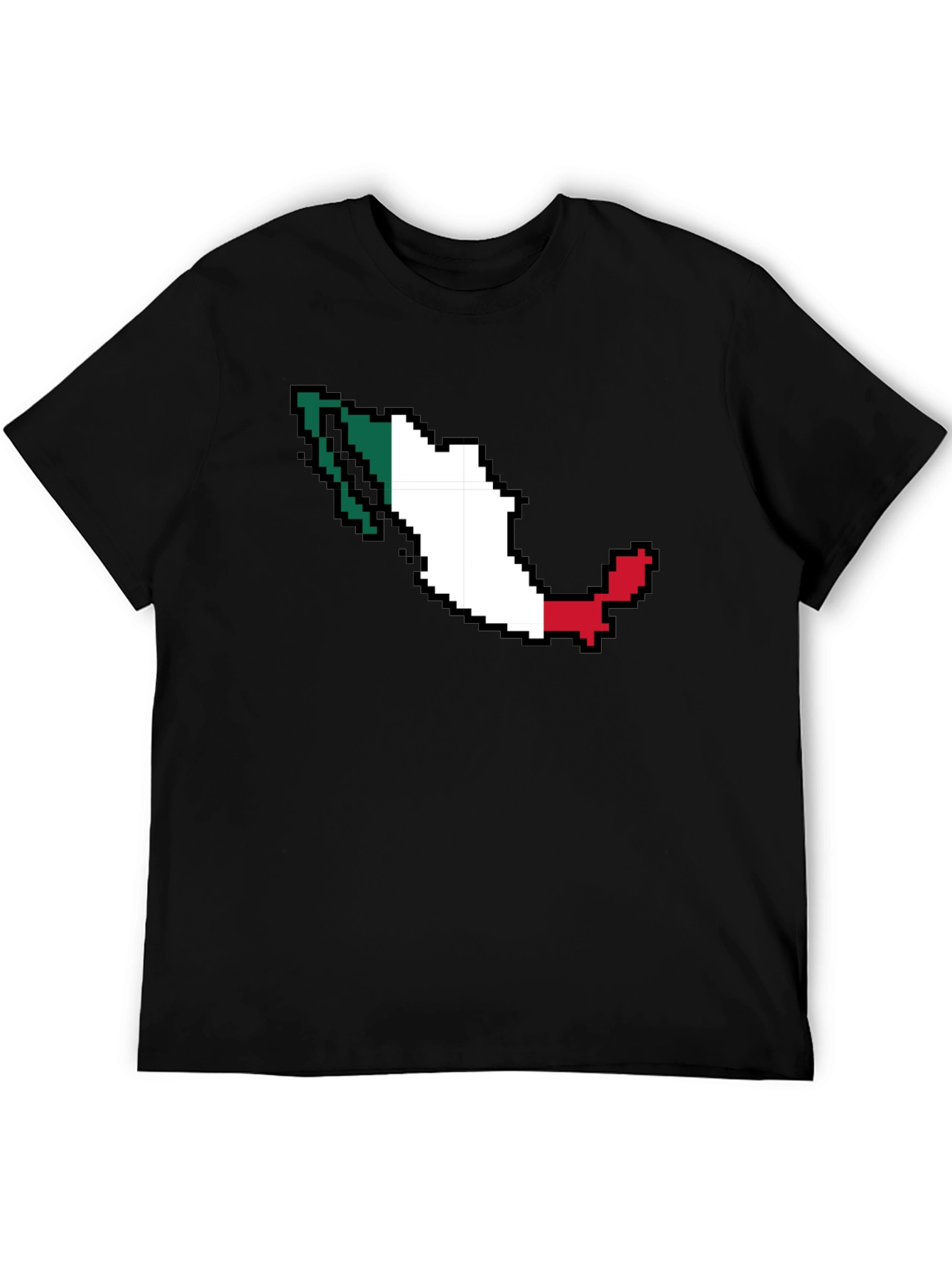 Mexico Pixel Flag T-Shirt - Black Crew Neck Tee