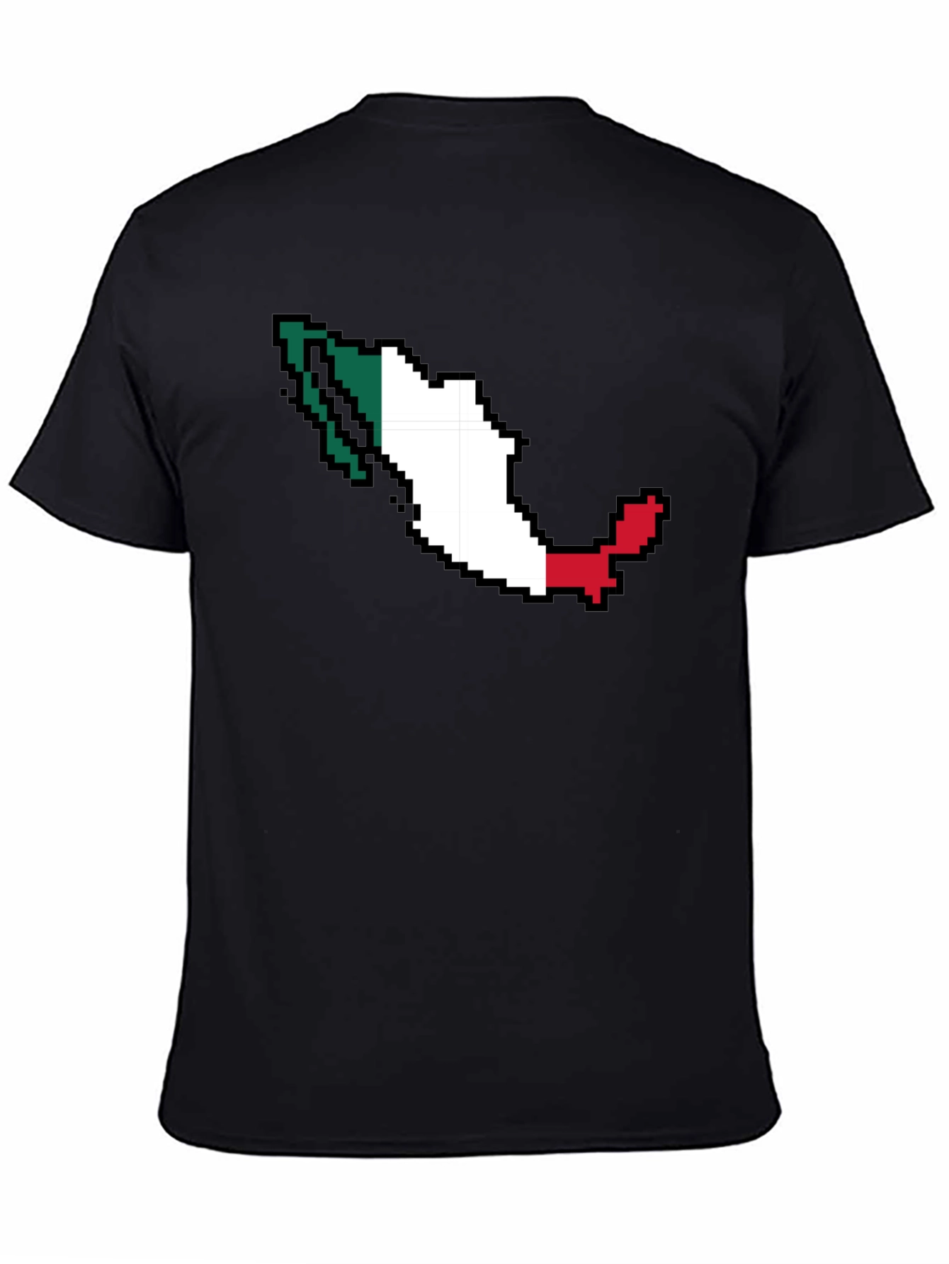 Mexico Pixel Flag T-Shirt - Black Crew Neck Tee