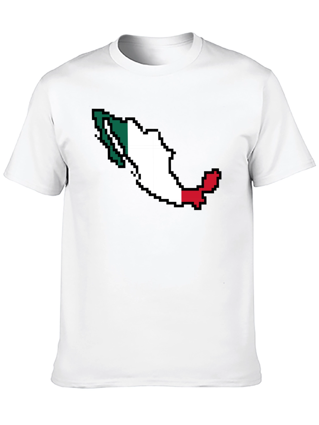 Mexico Pixel Flag T-Shirt - Black Crew Neck Tee