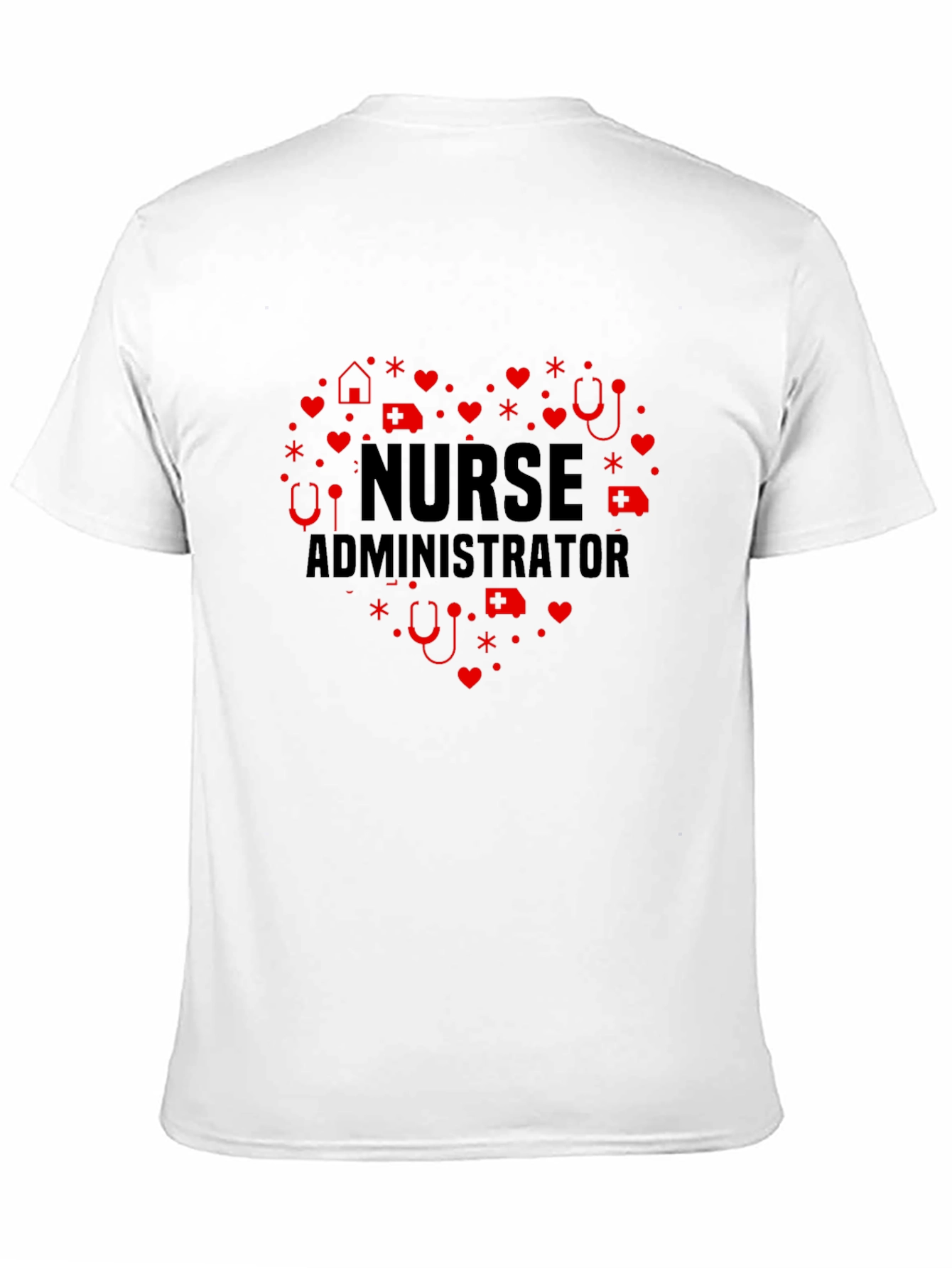 Nurse Administrator Heart Graphic Tee - Black