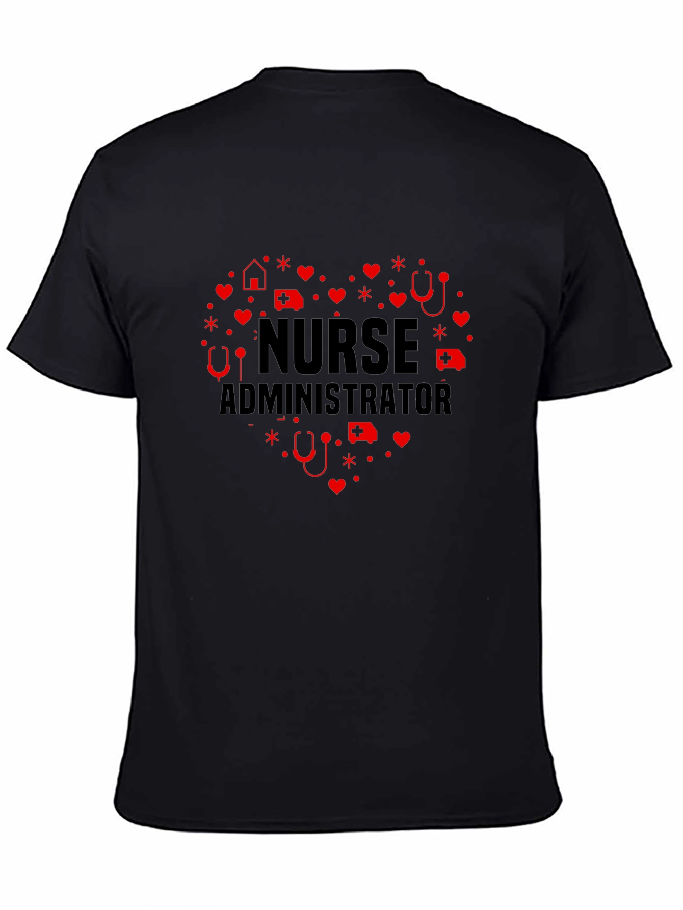 Nurse Administrator Heart Graphic Tee - Black