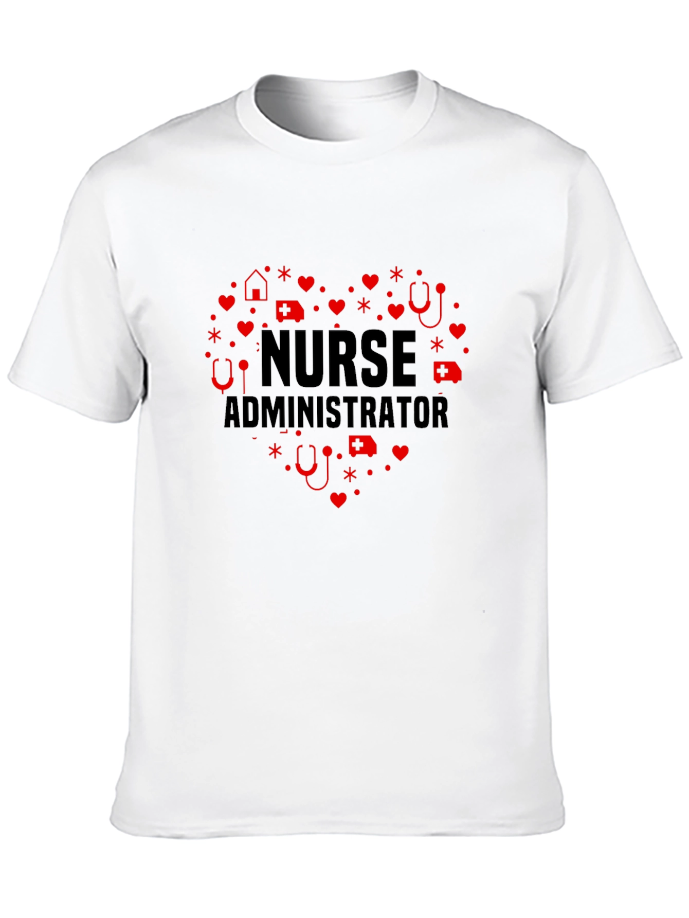 Nurse Administrator Heart Graphic Tee - Black
